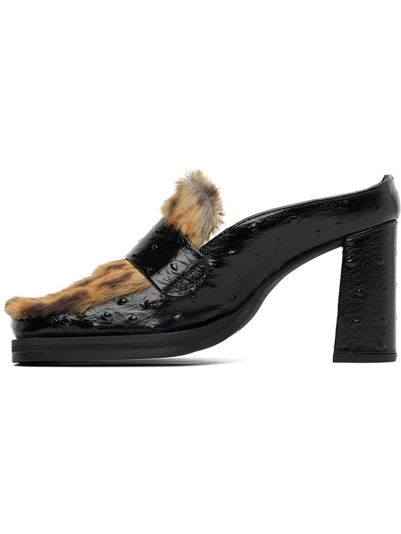 Black Champagne Cap Square Toe Heels 3