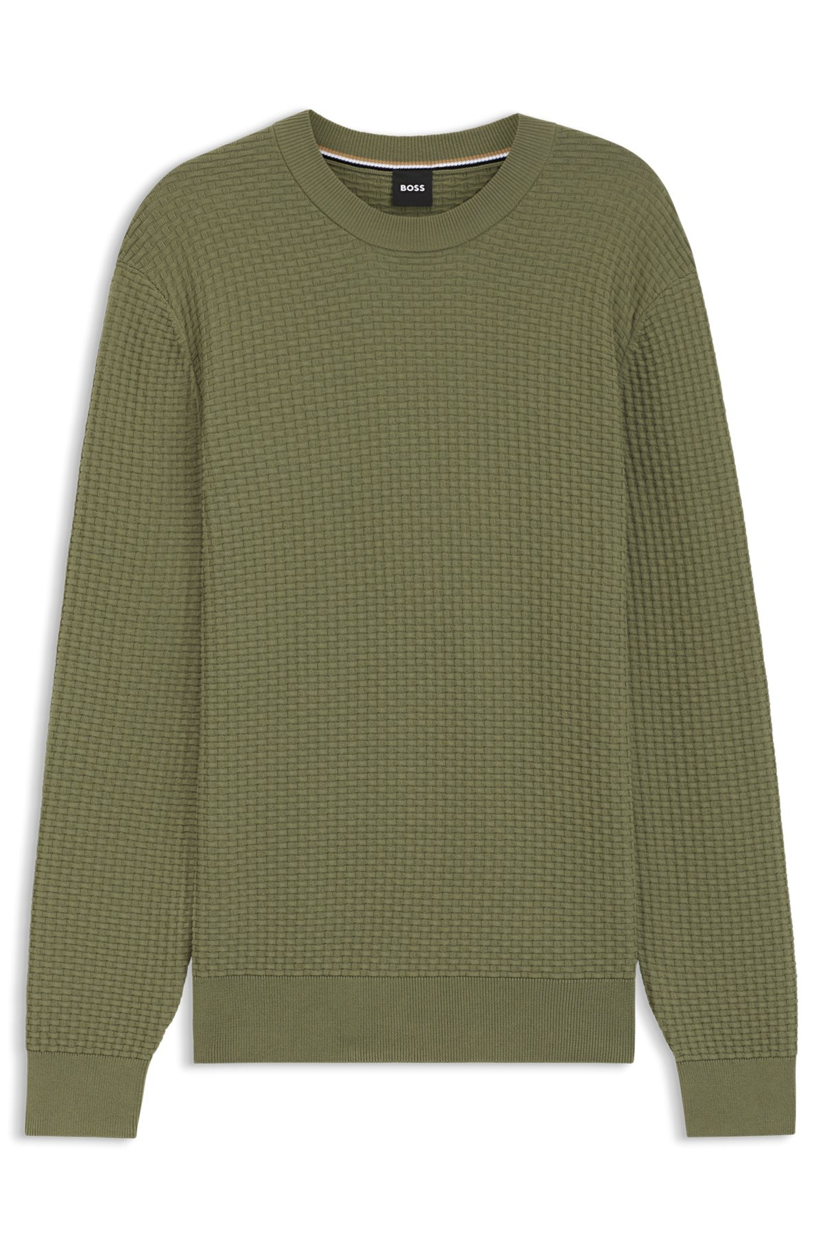 COTTON SWEATER WITH MIXED STRUCTURES - 1