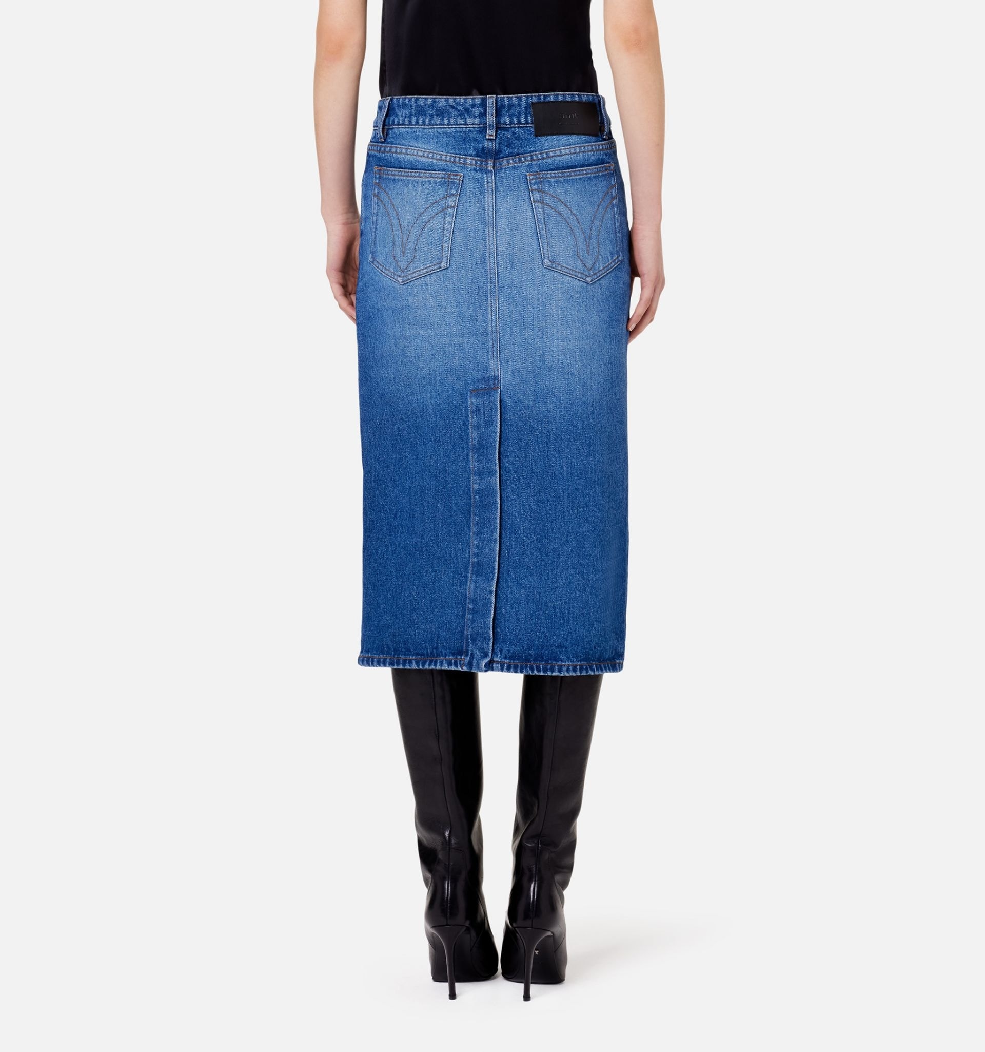 Denim Pencil Skirt - 5