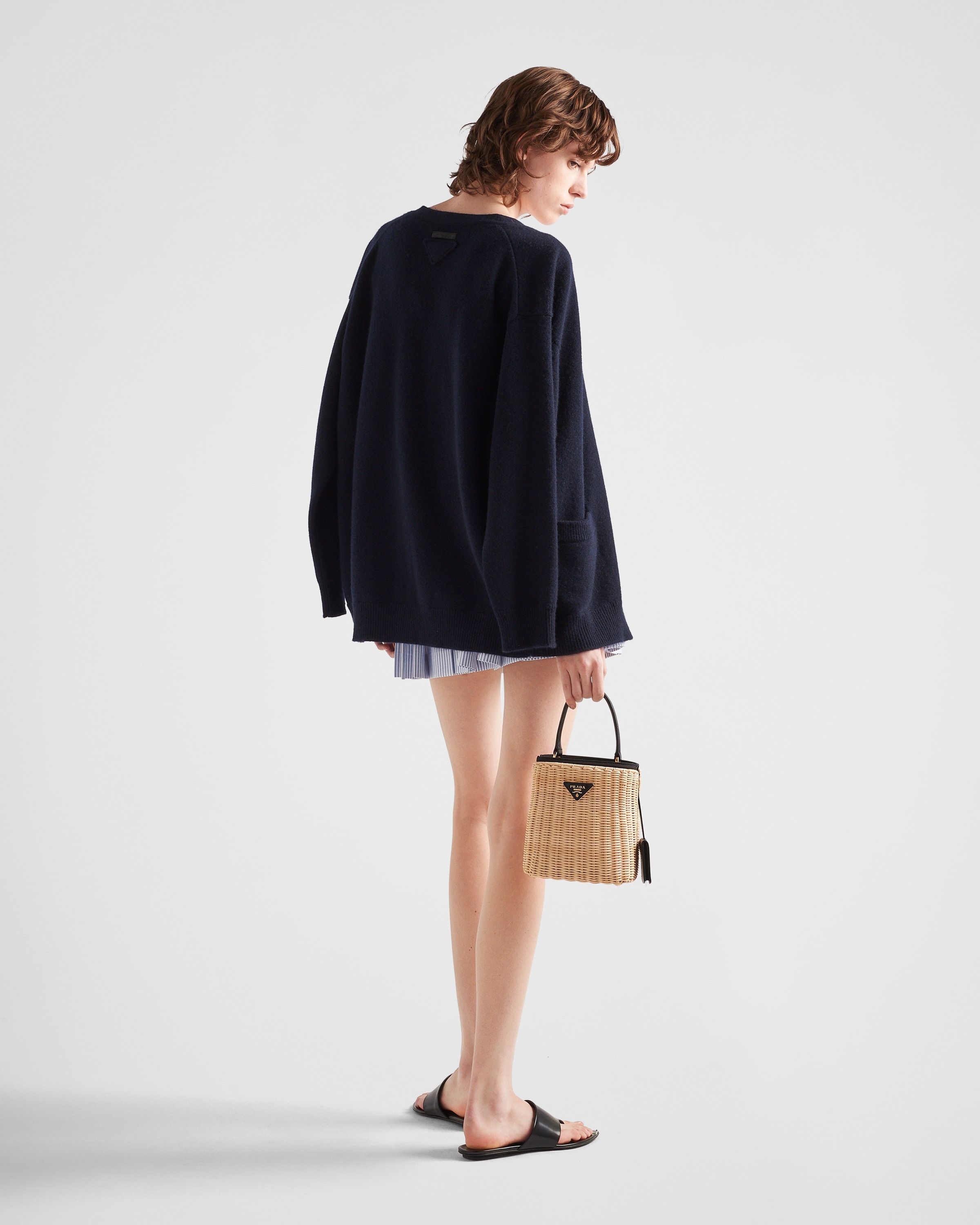 Oxford cotton pleated miniskirt - 5