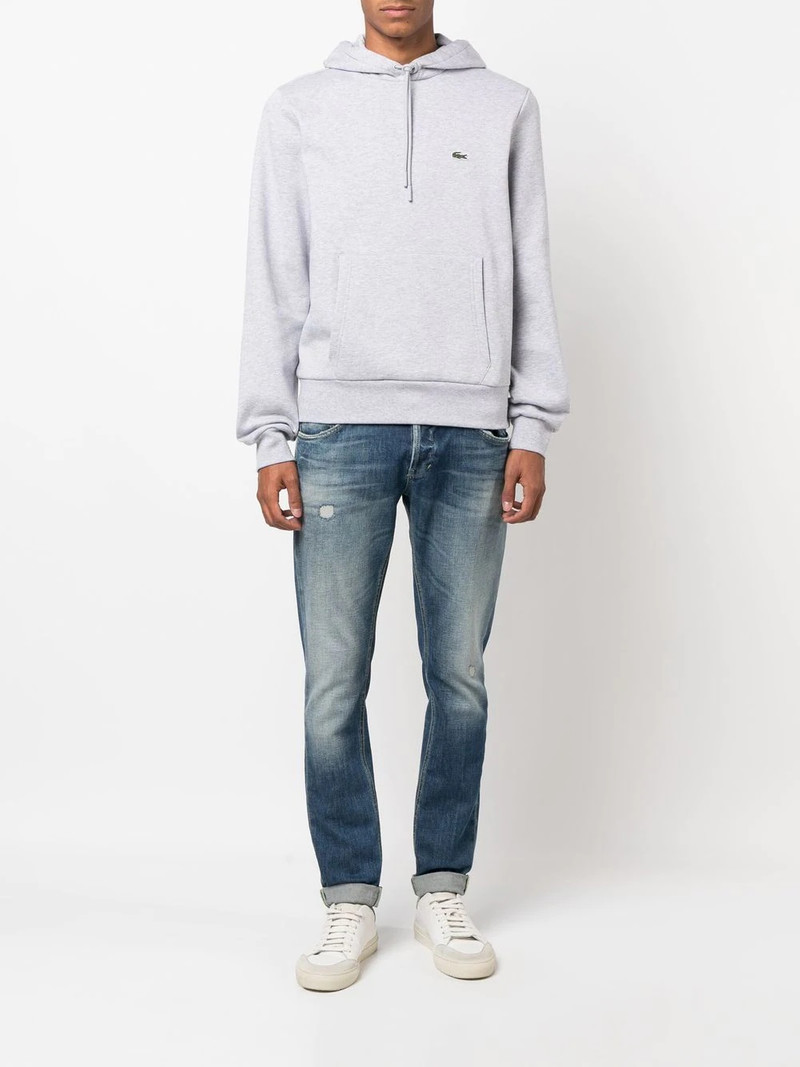 LACOSTE logo-patch fleece hoodie outlook