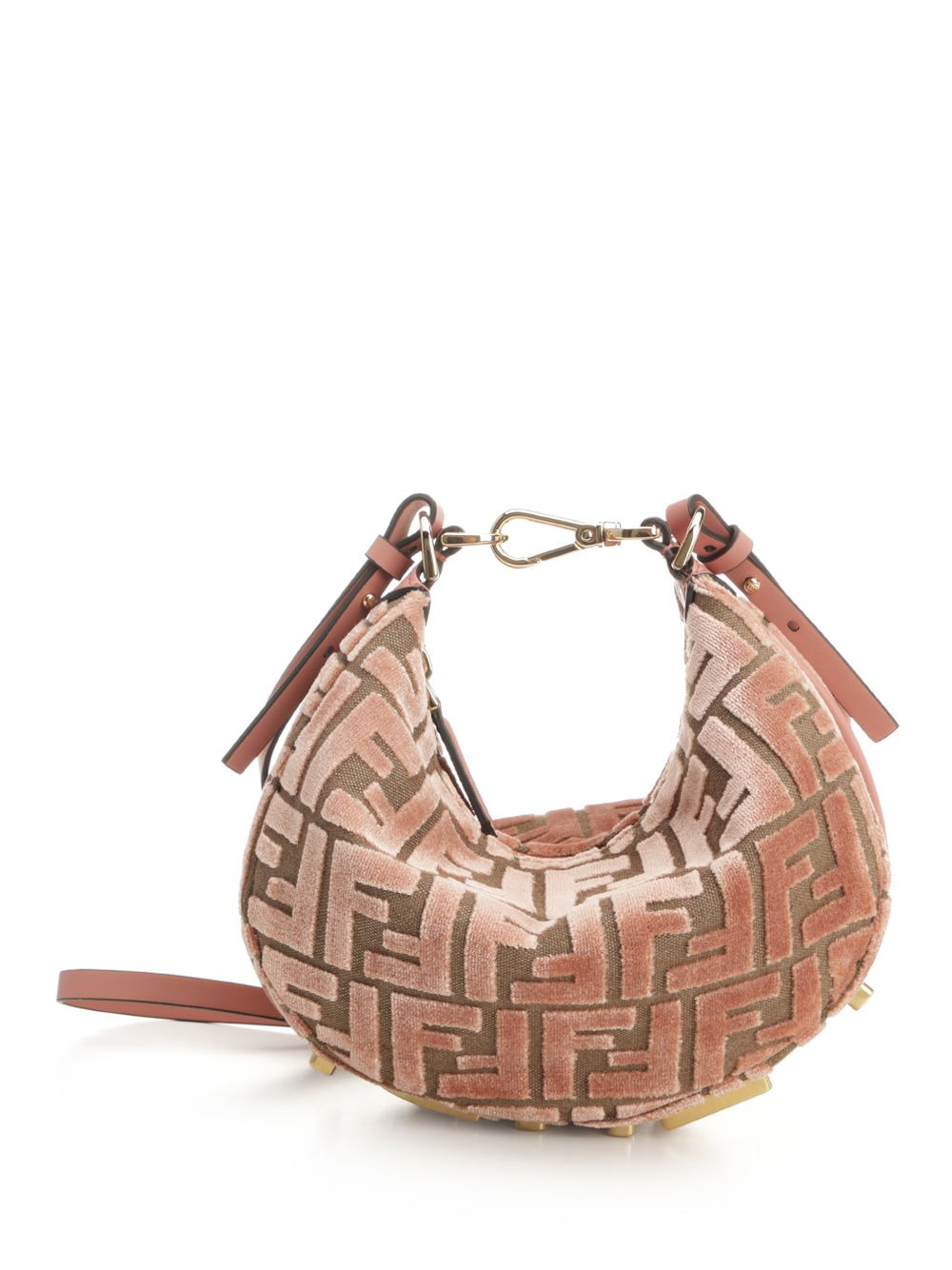 Mini Fendigraph Zucca Velvet Handbags Rose - 1