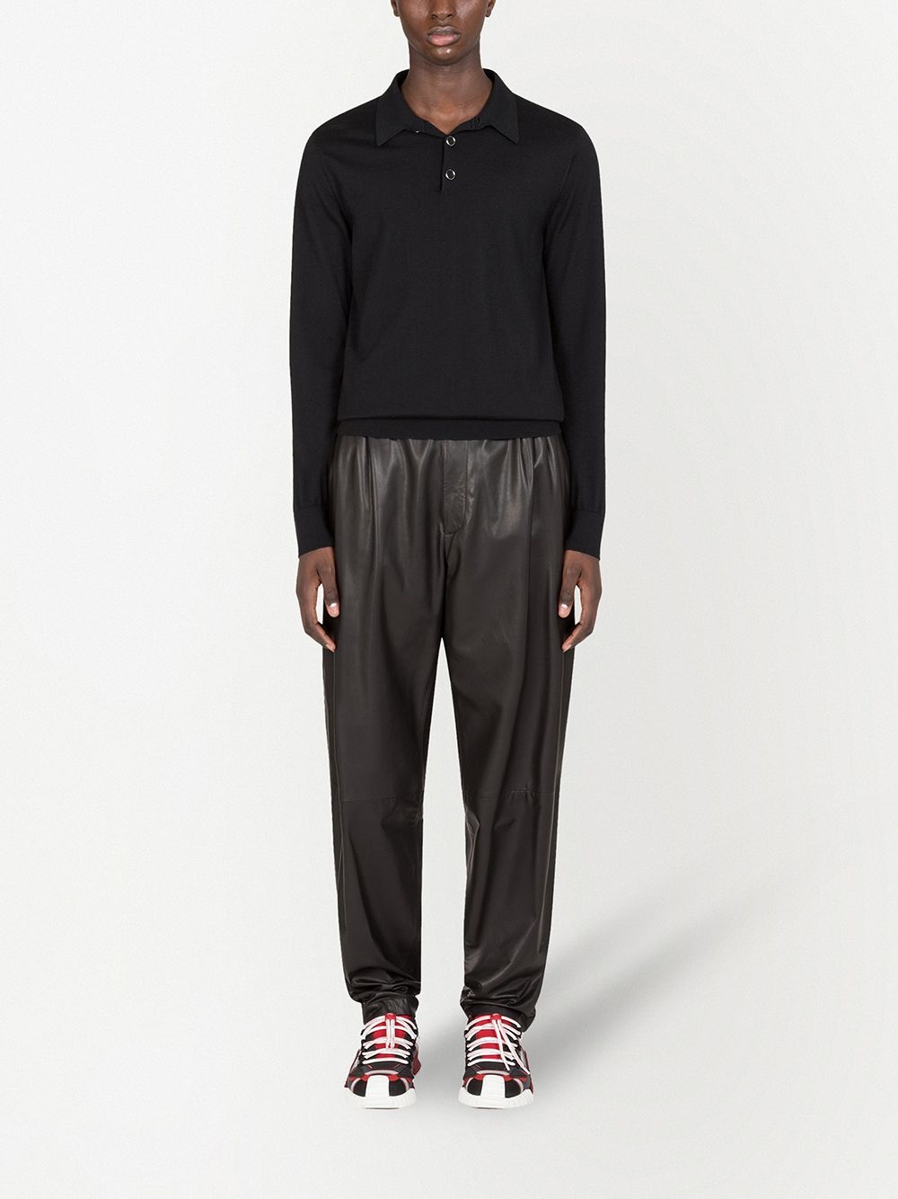 lambskin leather tapered trousers - 2