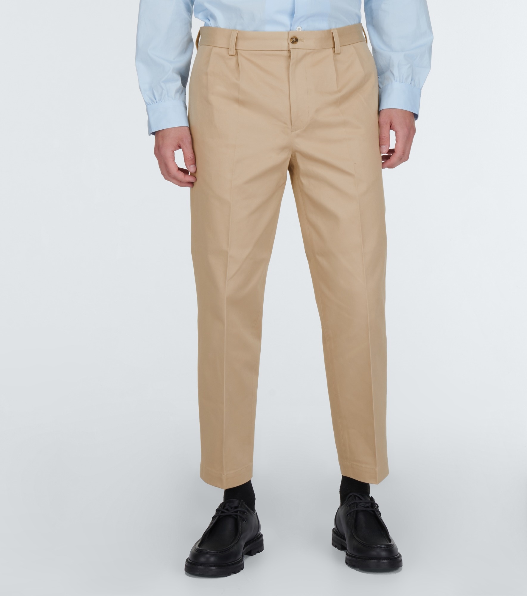 Cotton gabardine straight pants - 3