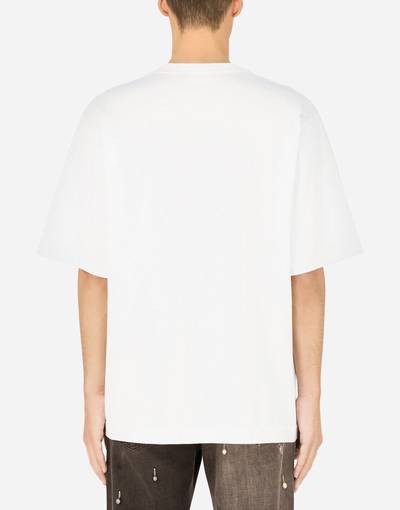 Dolce & Gabbana Cotton T-shirt with pearl pendant and DG logo outlook