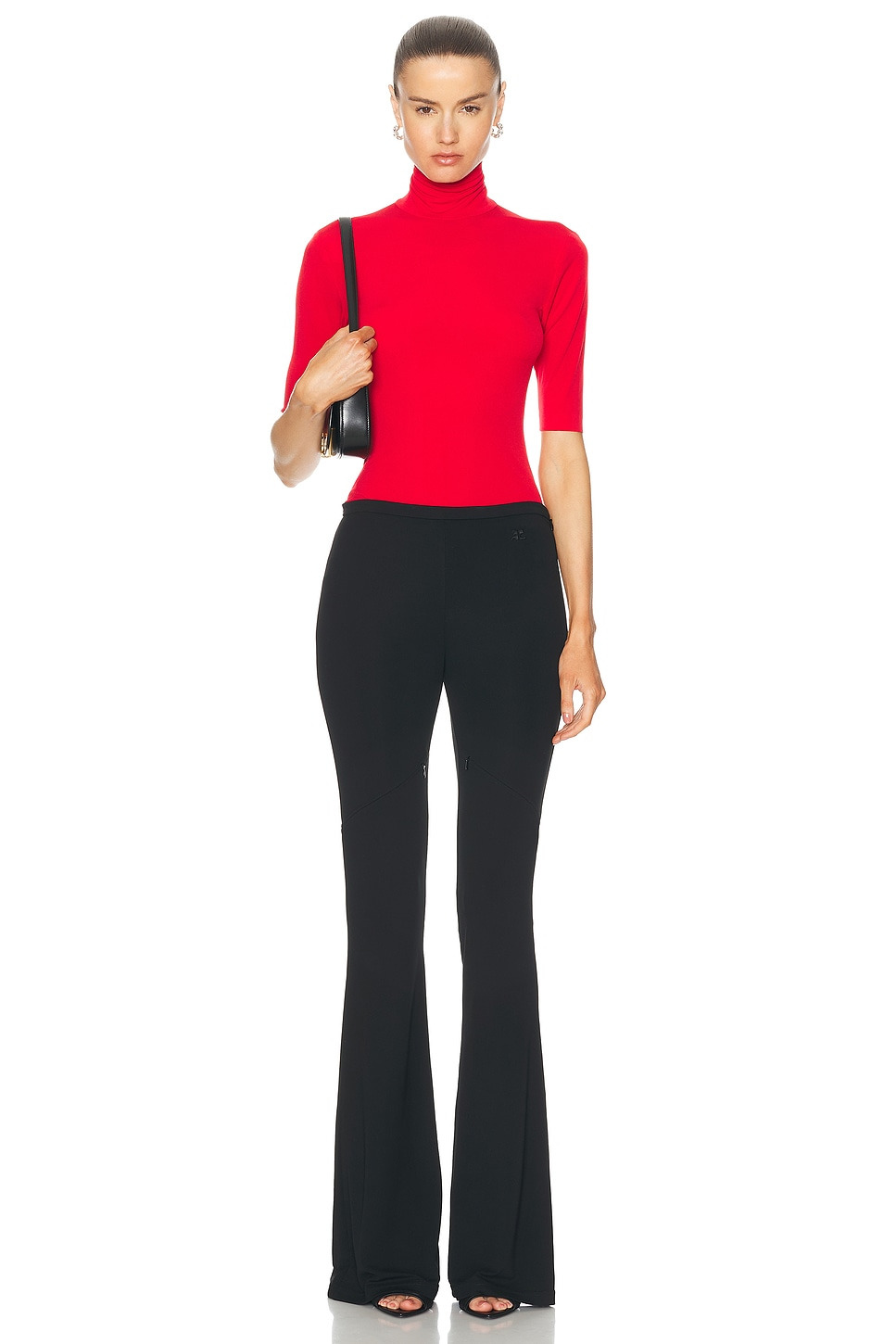 Slim Fit Short Sleeve Turtleneck Top - 4