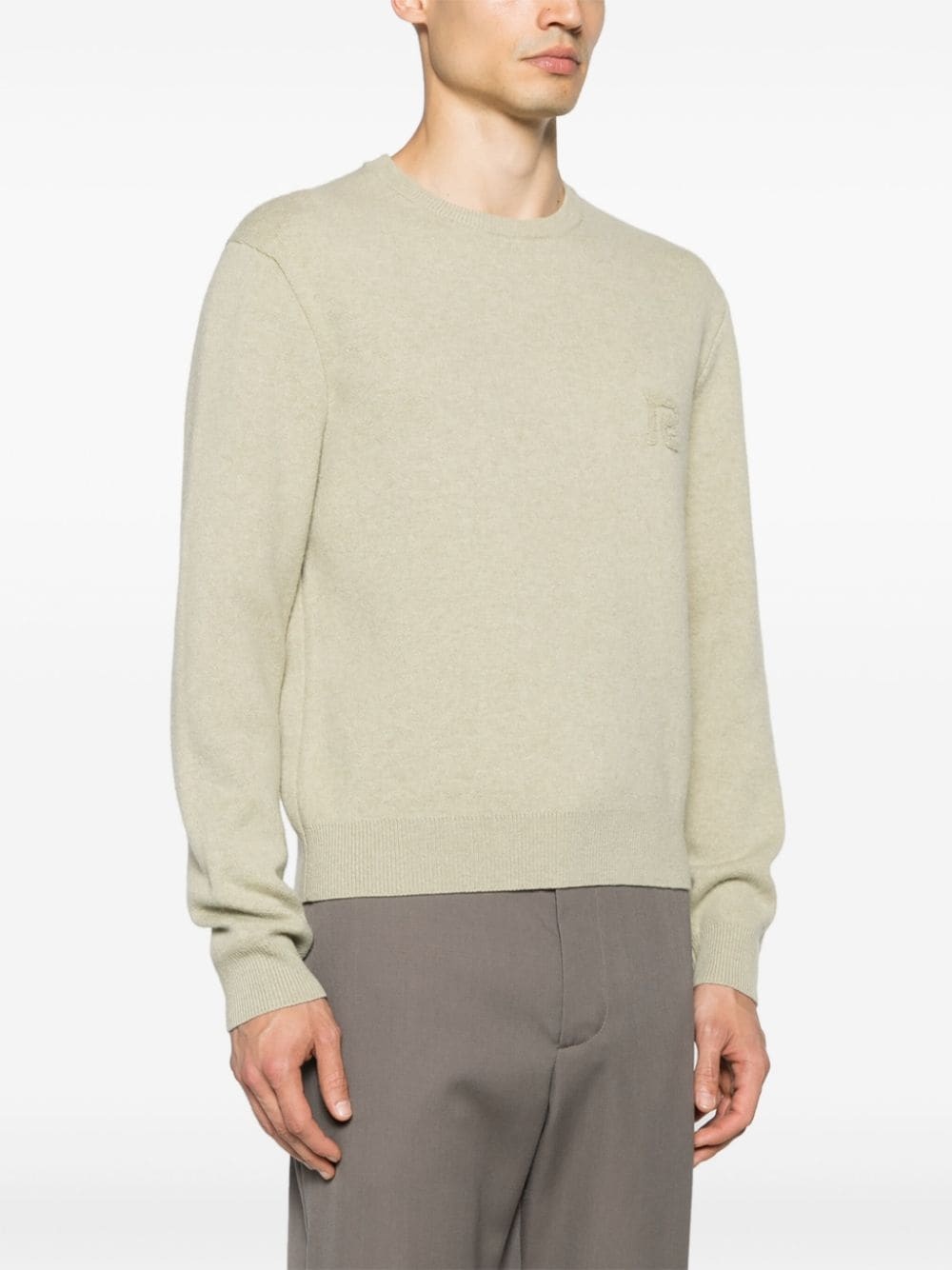 logo-embroidered merino jumper - 3