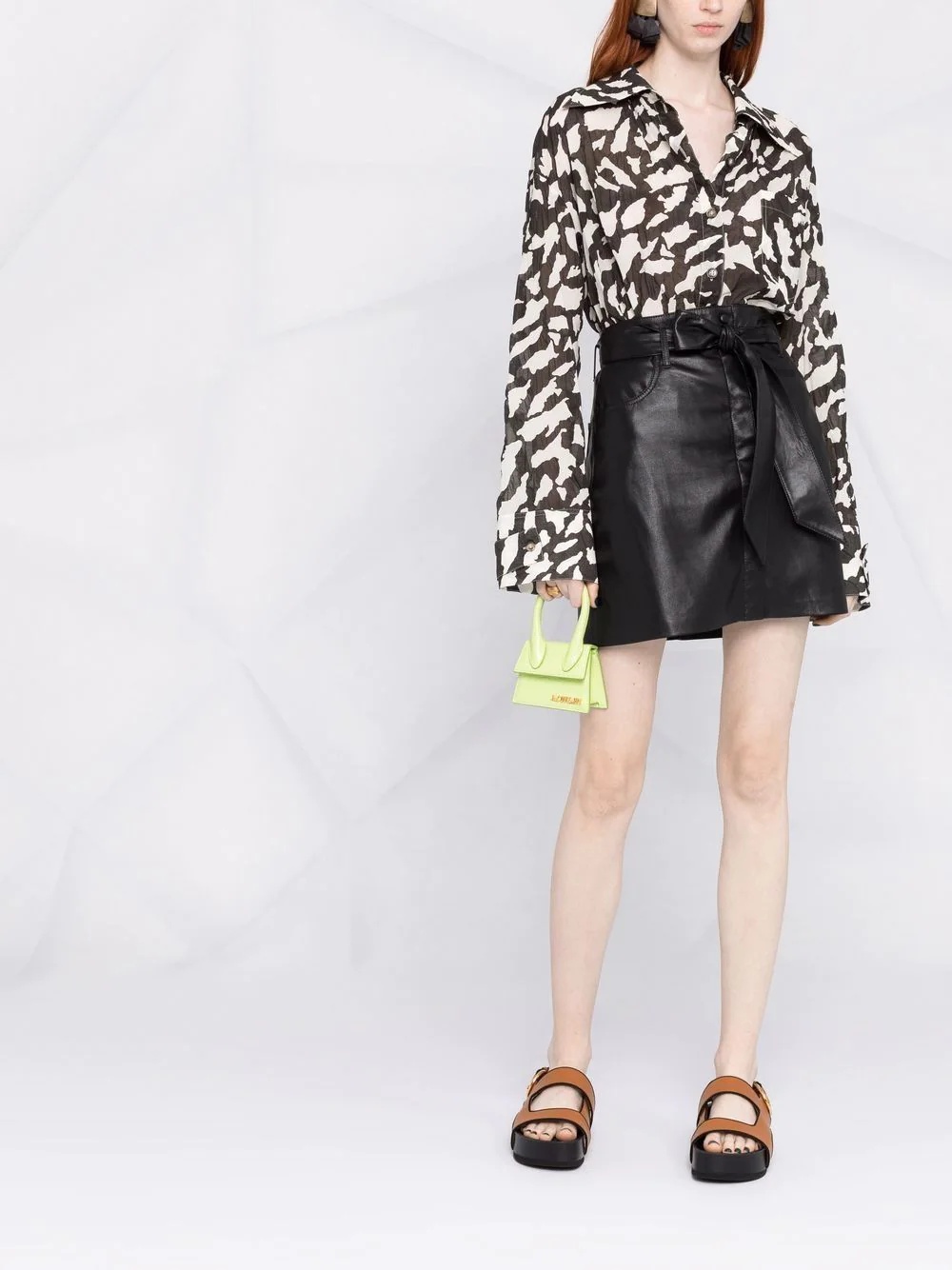 A-line belted mini skirt - 2