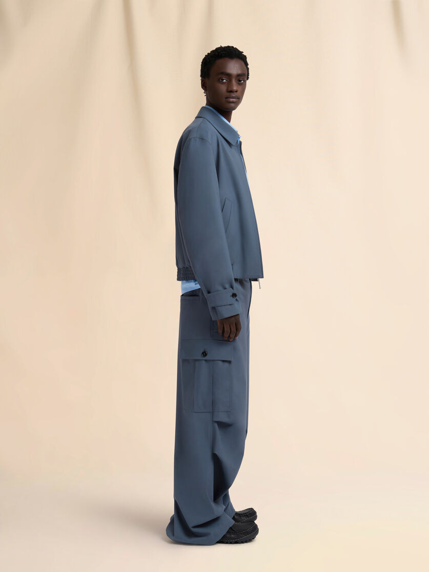 GRAY WOOL CARGO PANTS WITH MARNI SYMBOL - 5