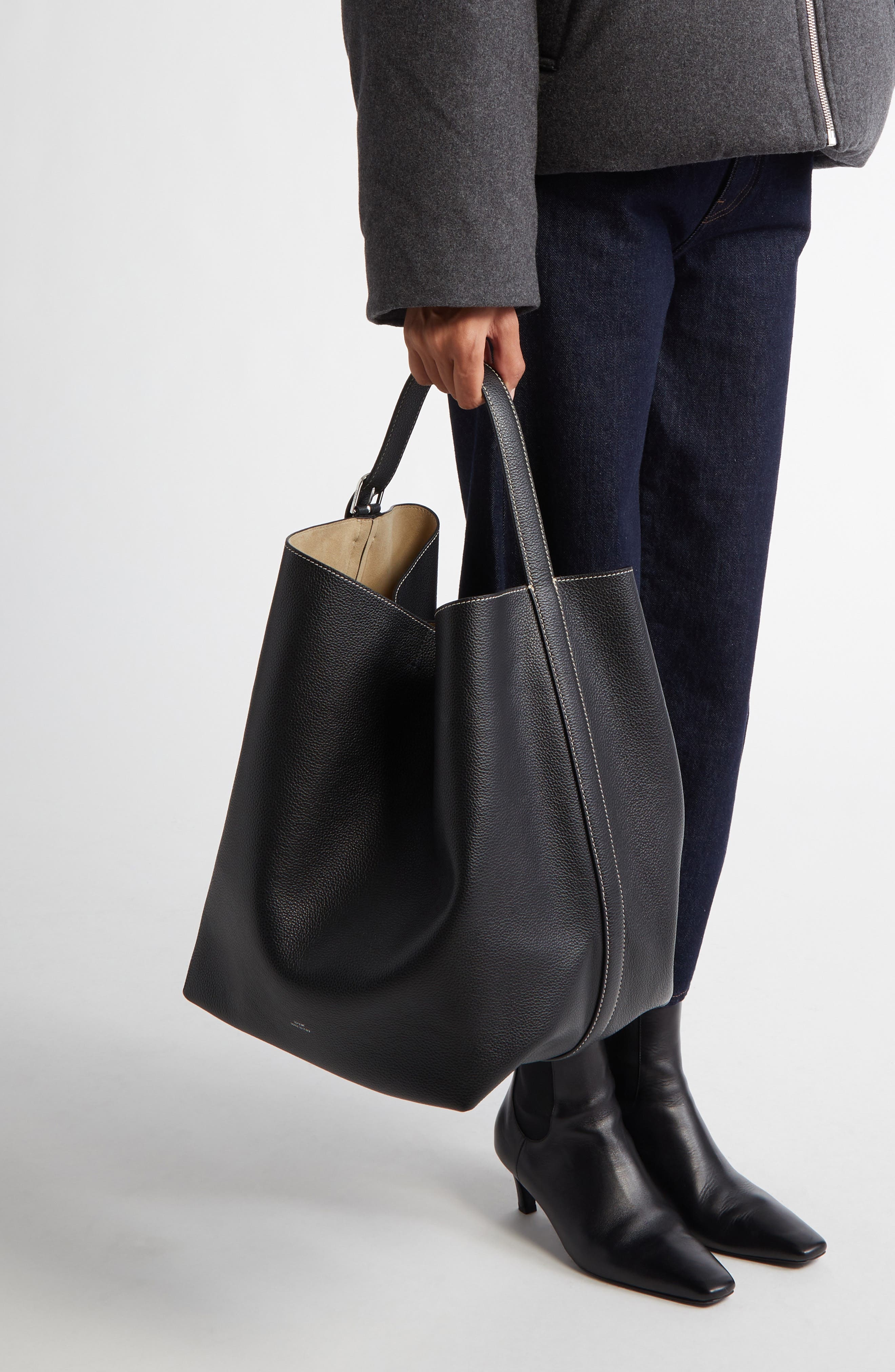TOTEME Leather Tote in Black at Nordstrom - 3