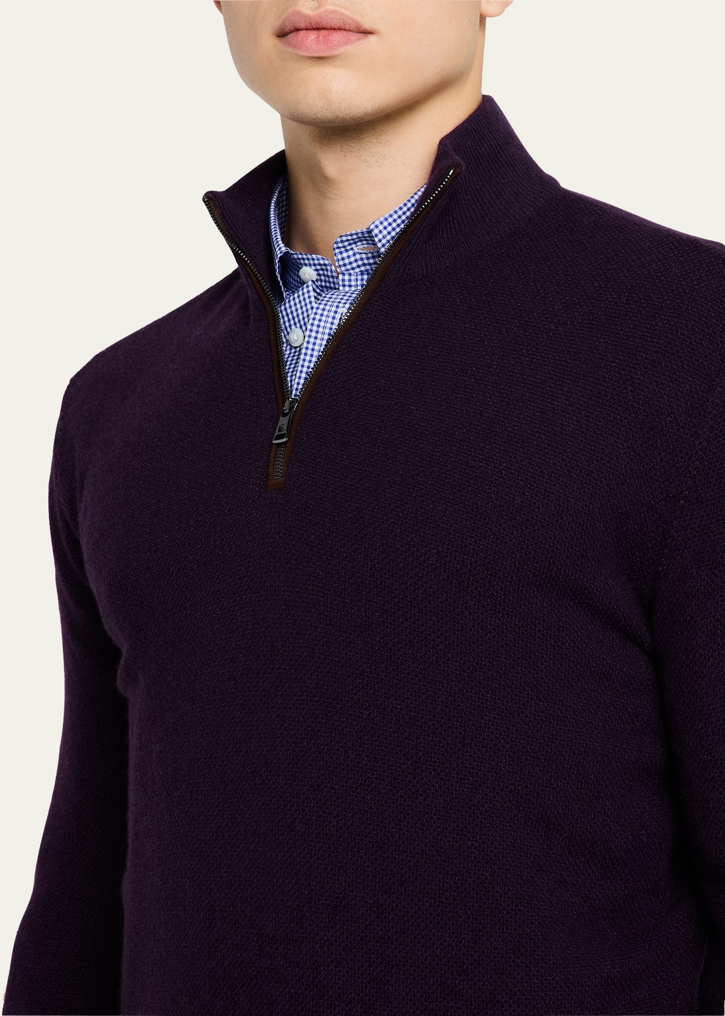 Men's Cashmere Birdseye Quarter-Zip Sweater - 5