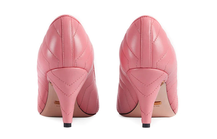 (WMNS) Gucci Nappa Matelasse Marmont Mid Heel Pumps 'Wild Rose' 658673-BKO00-5815 - 4