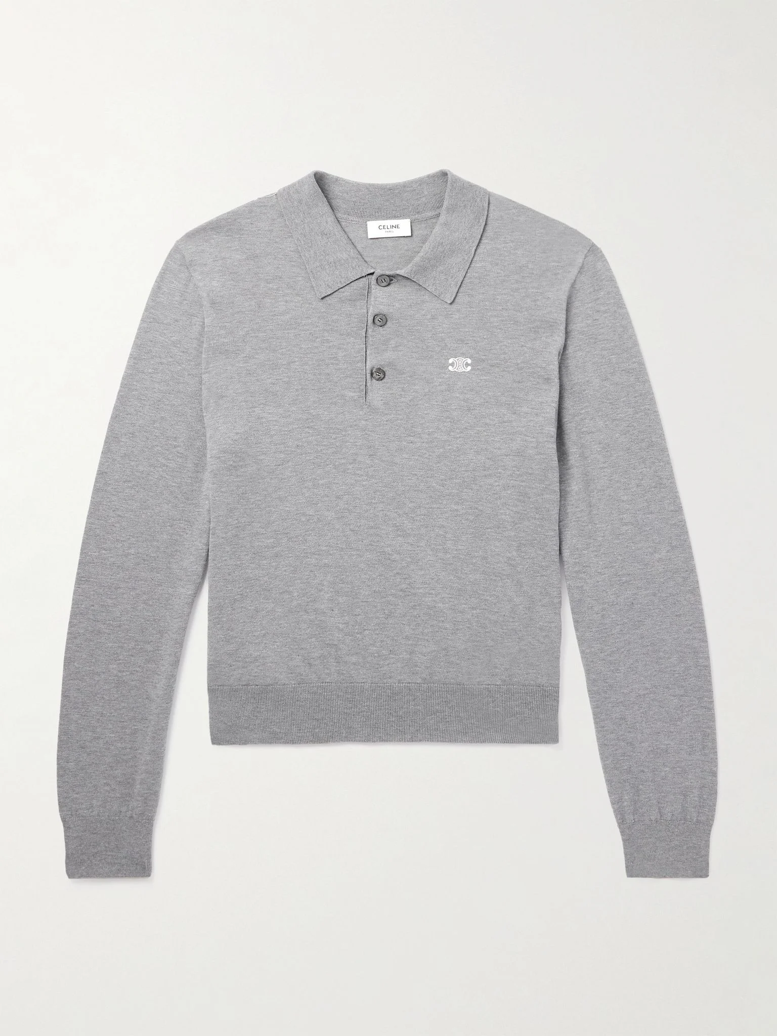 Logo-Embroidered Cotton Polo Shirt Gray - 1