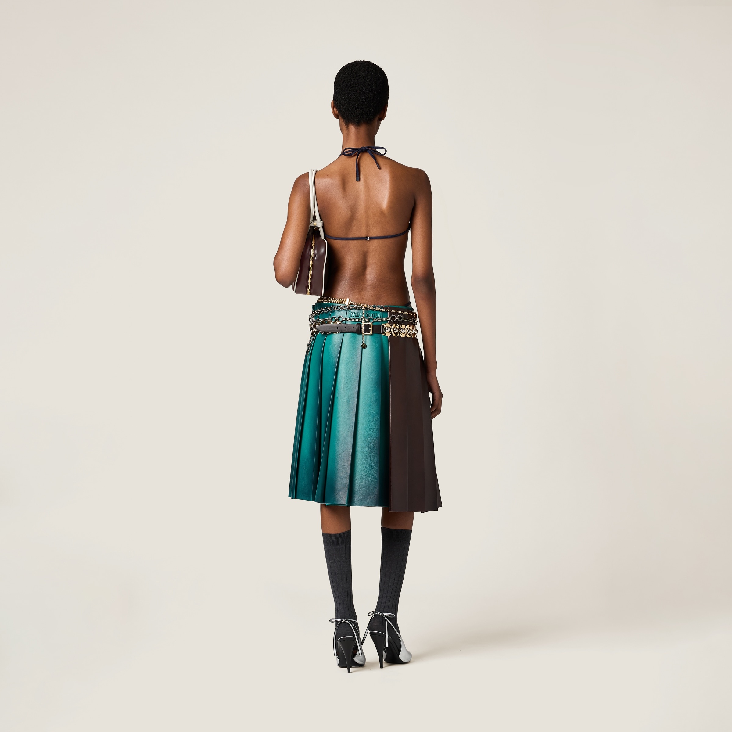 Pleated nappa leather skirt - 3