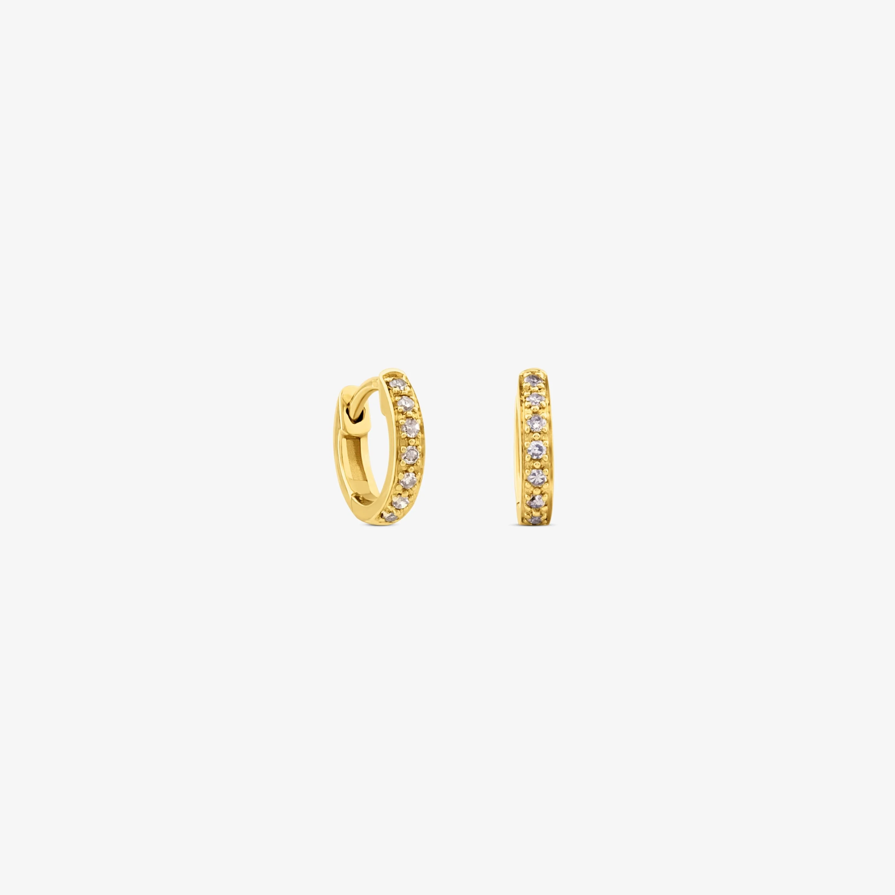 18K solid gold Gem Power Earrings with Diamonds omega back. - 1