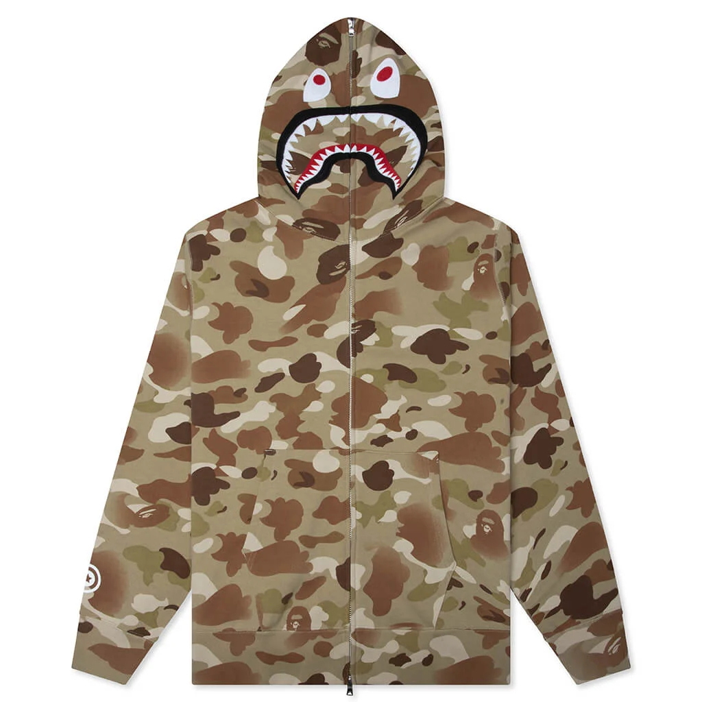GRADUATION CAMO SHARK FULL ZIP HOODIE - BEIGE - 1