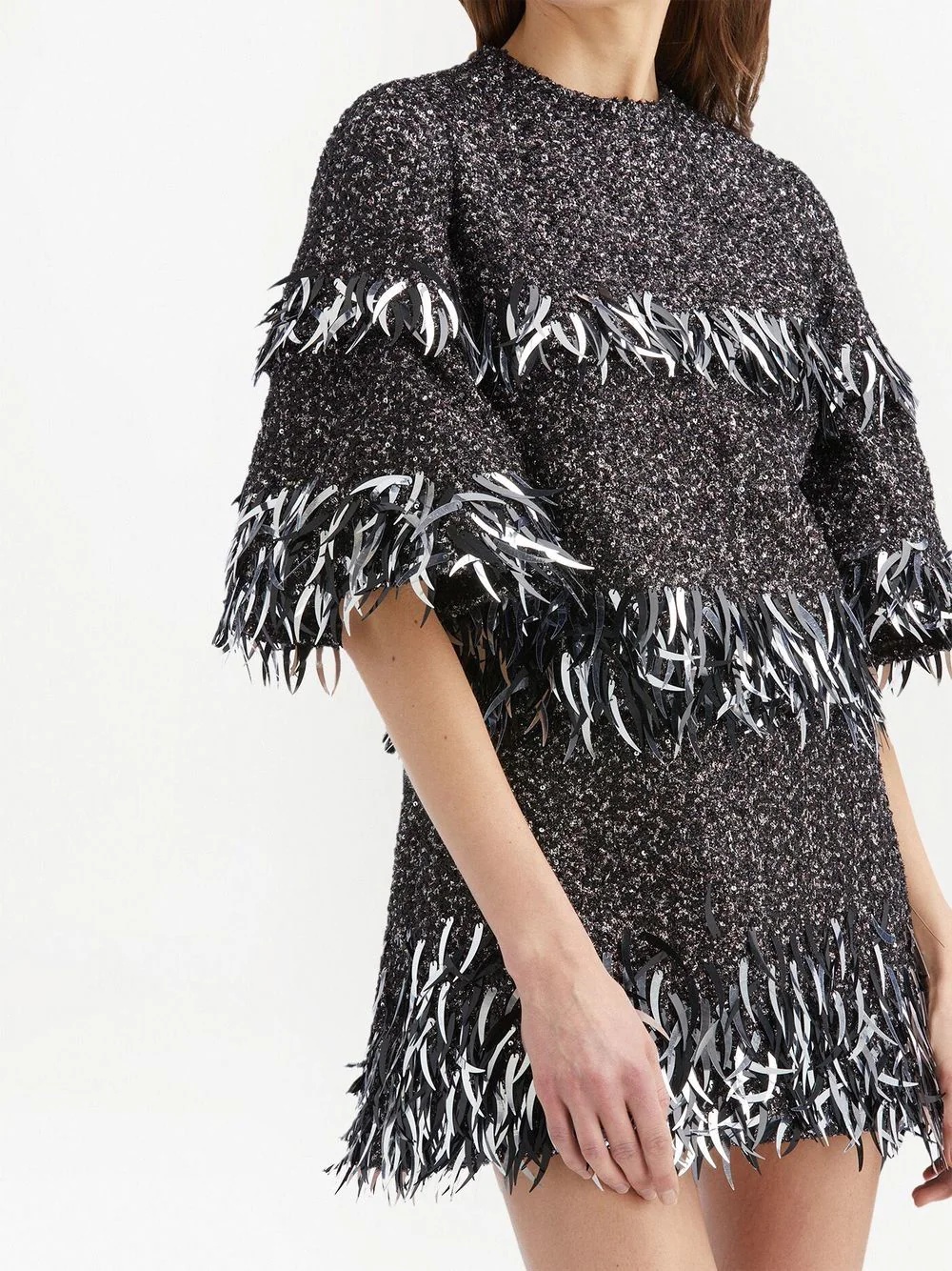 metallic-effect fringe T-shirt dress - 4