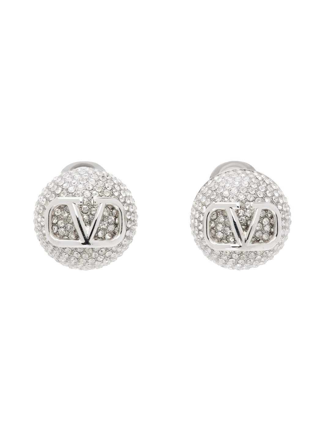 Silver VLogo Signature Metal & Crystal Earrings - 1