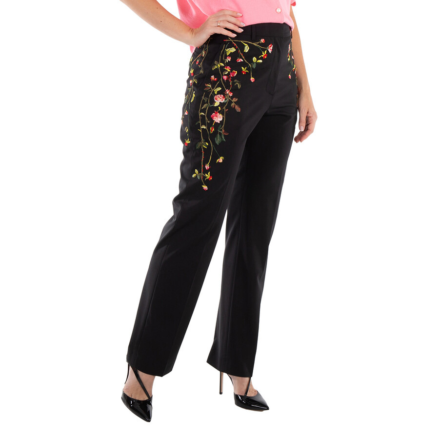 Burberry Kiana Floral Embroidered Wool-Blend Pants - 5