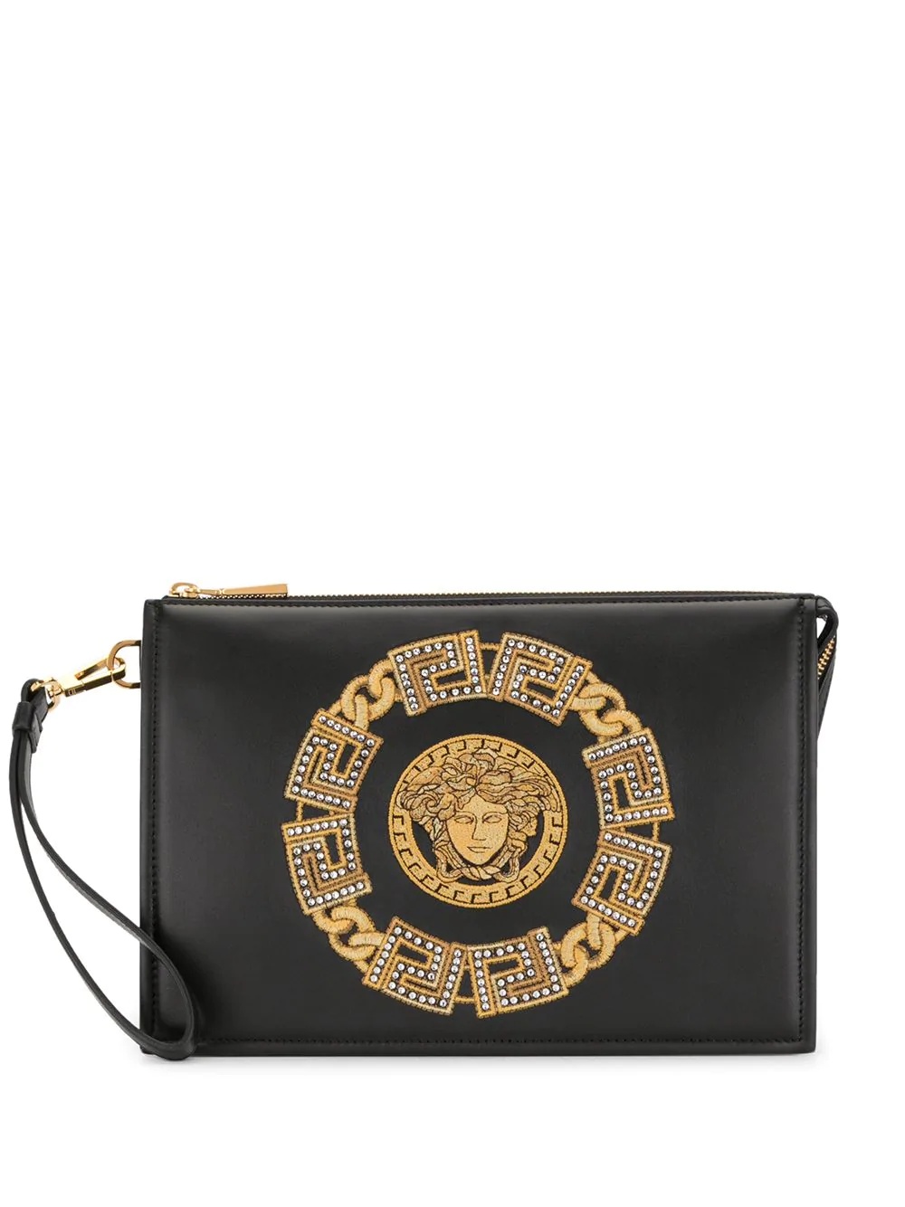 Medusa chain-print clutch bag - 1