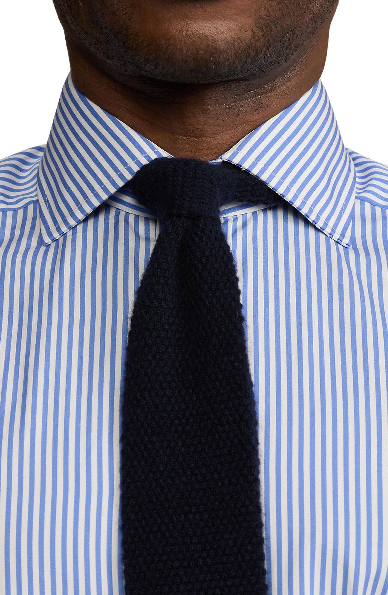 Ralph Lauren Purple Label Basic Bengal Stripe Cotton Poplin Button-Up Shirt in Medium Blue And White - 4