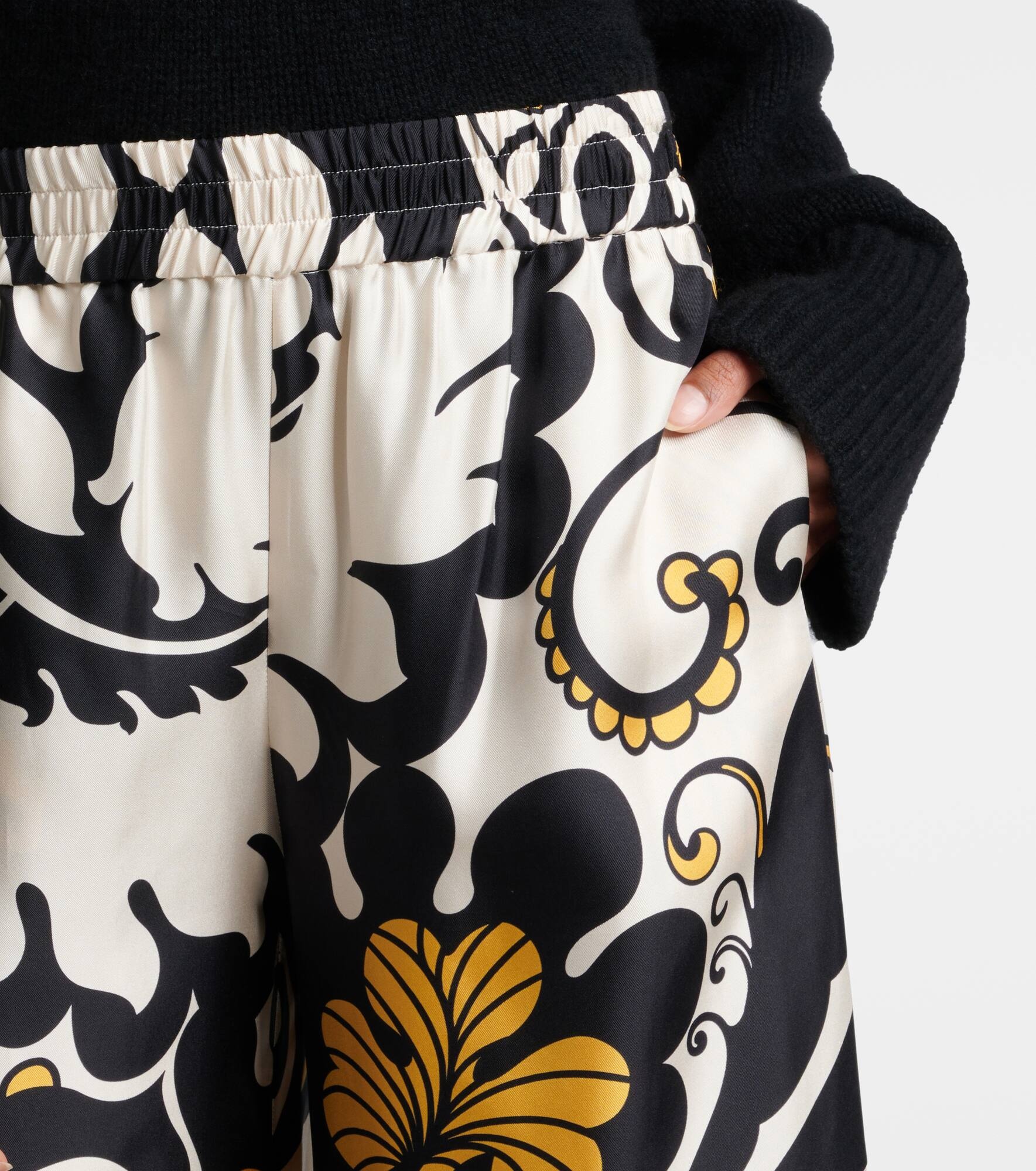 Printed silk twill palazzo pants - 4