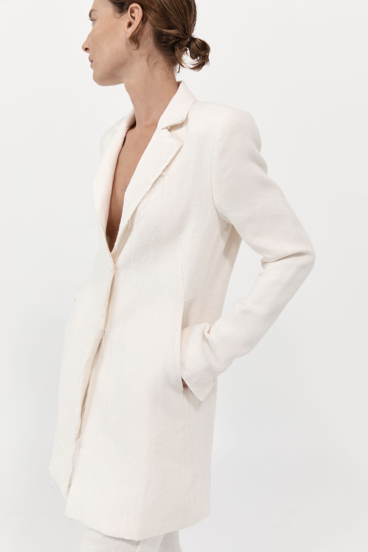 Raw Edge Blazer - Ivory - 3