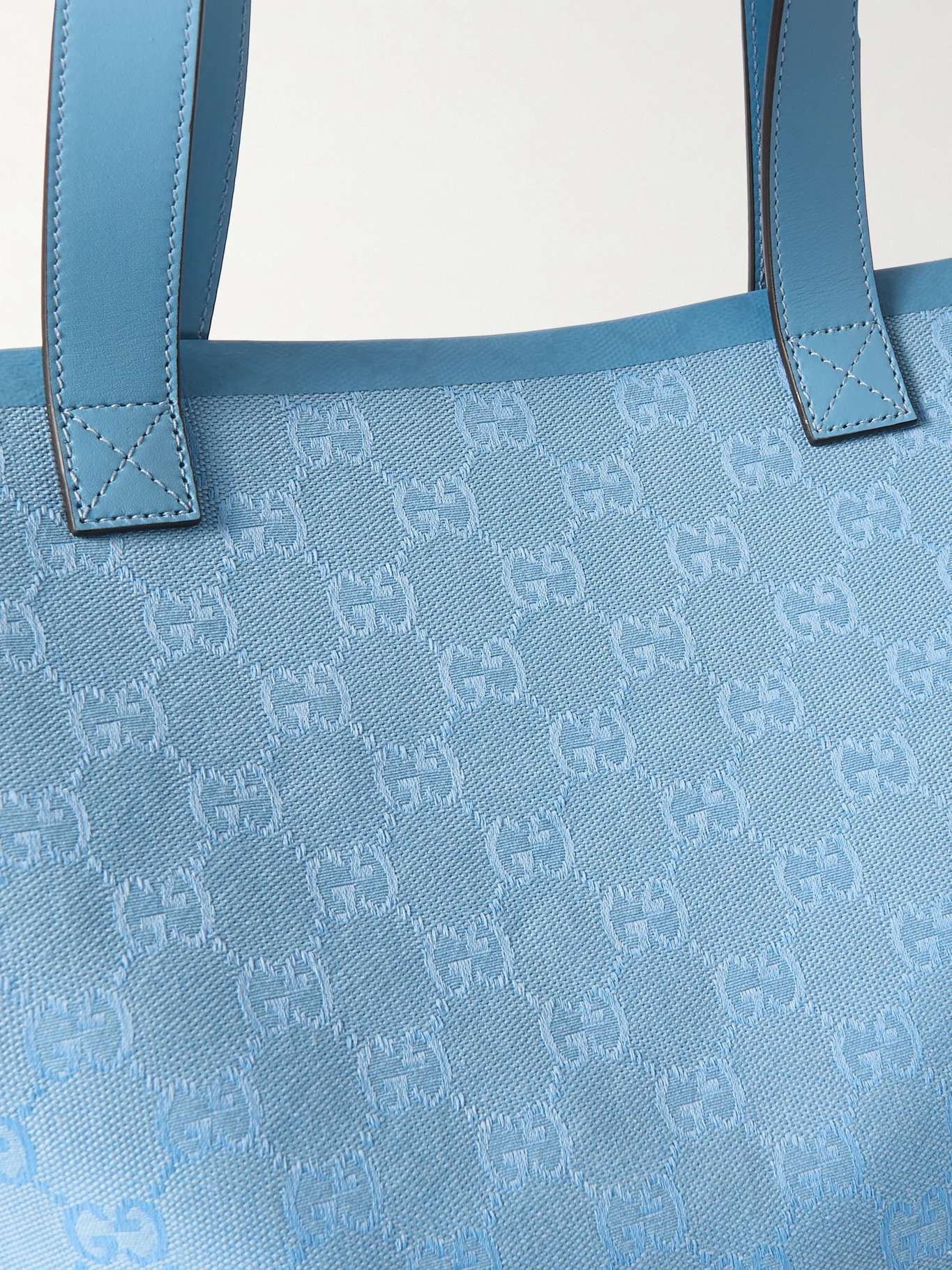 Totissima leather-trimmed canvas-jacquard tote - 4