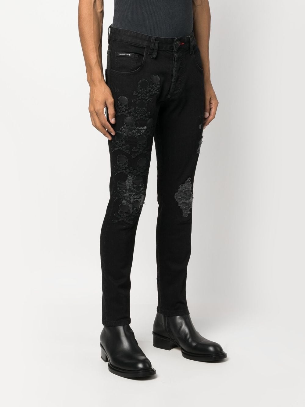 Skull & Bones logo-embroidered ripped jeans - 3