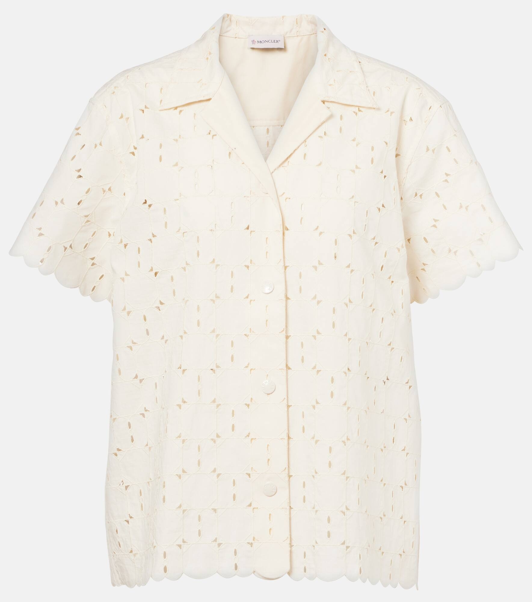 Broderie anglaise cotton-blend bowling shirt - 1