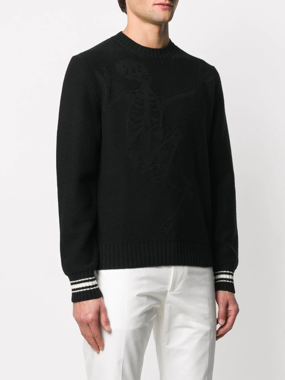 crew-neck skeleton jumper - 3