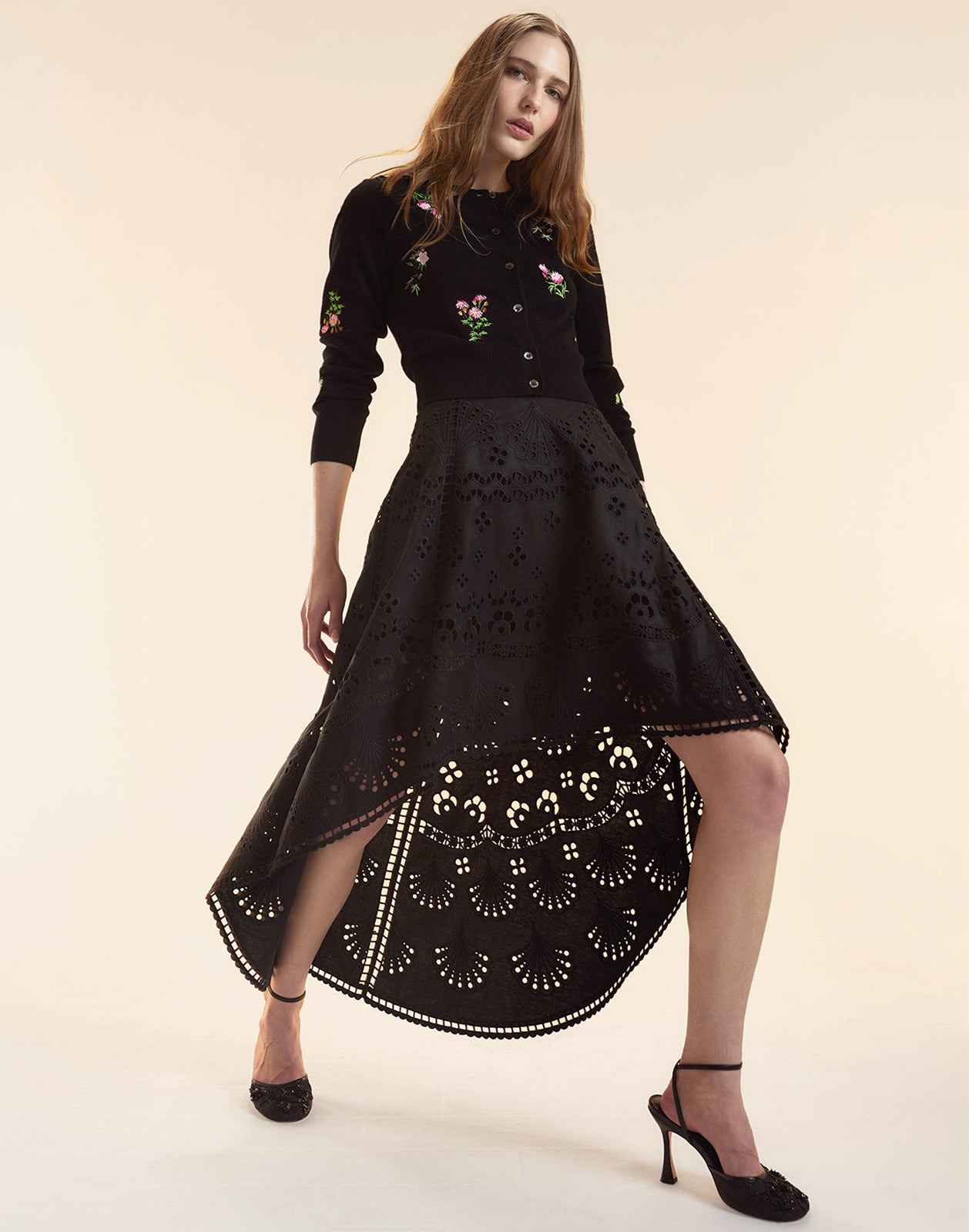 Eva Embroidered High Low Skirt - 6