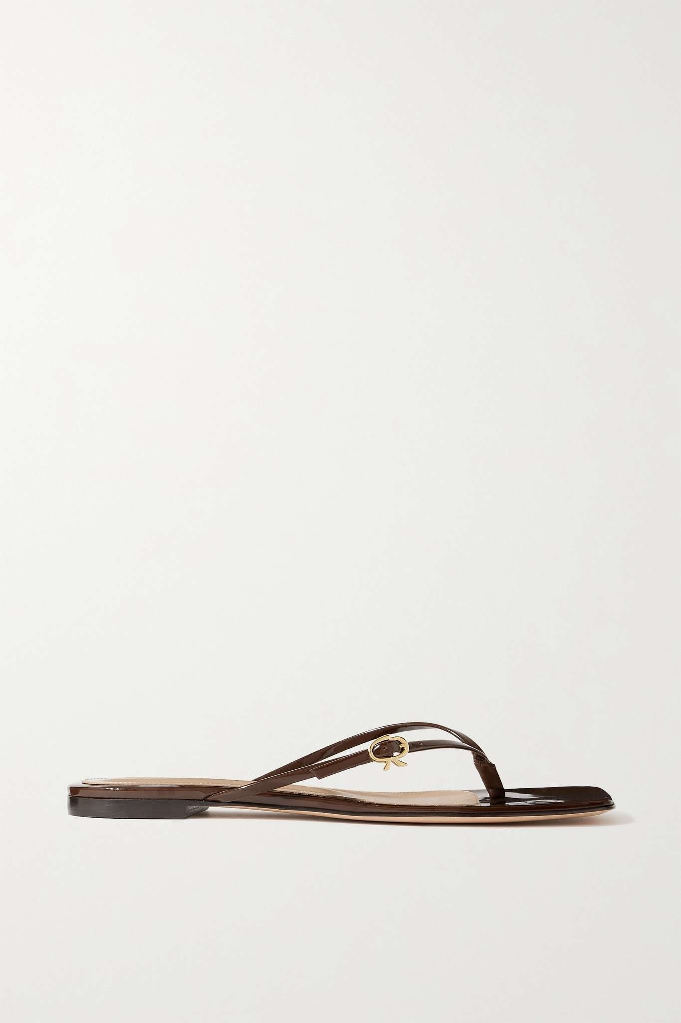 Glossed-leather sandals - 1