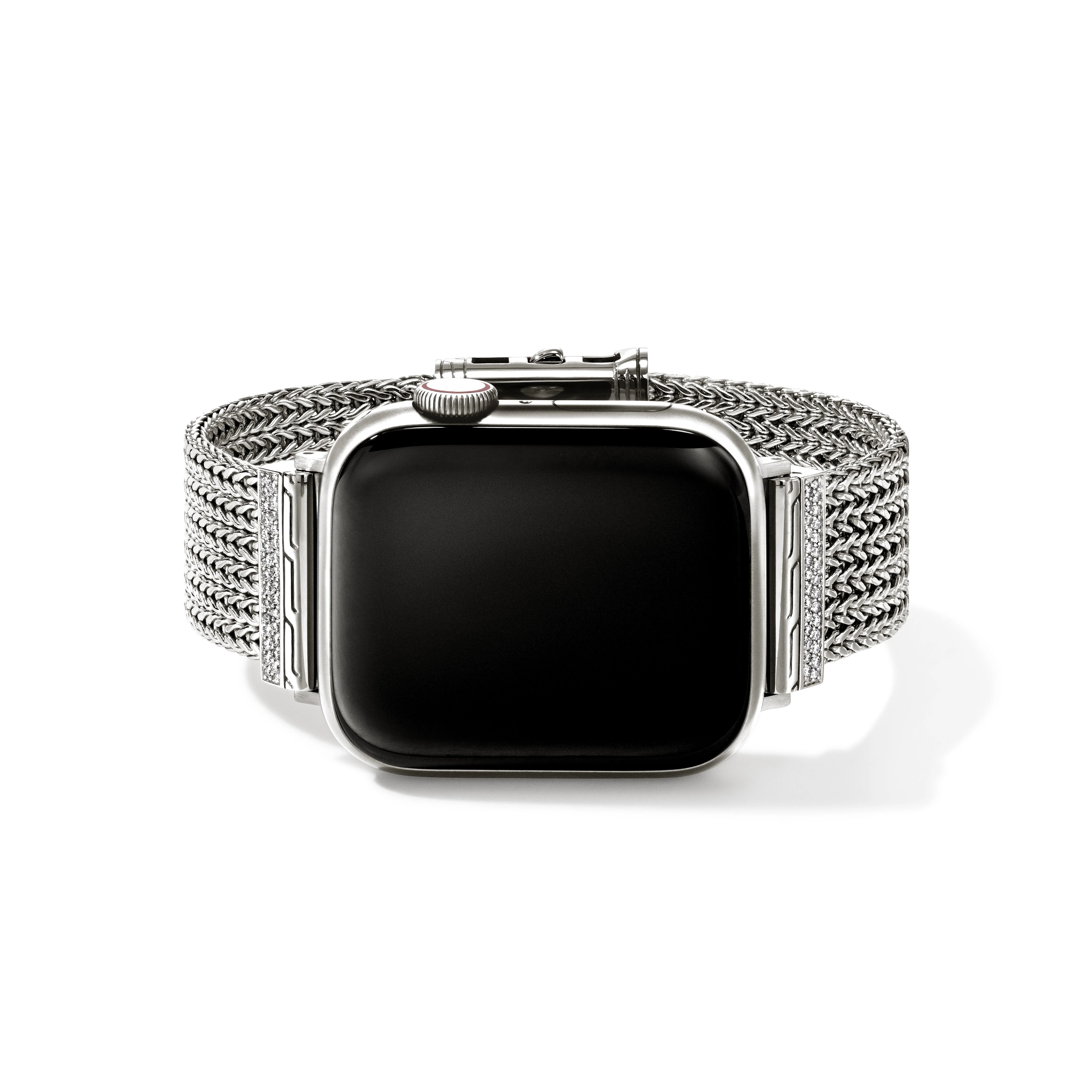 Smart Watch Strap, Silver, Diamonds, 18MM - 1