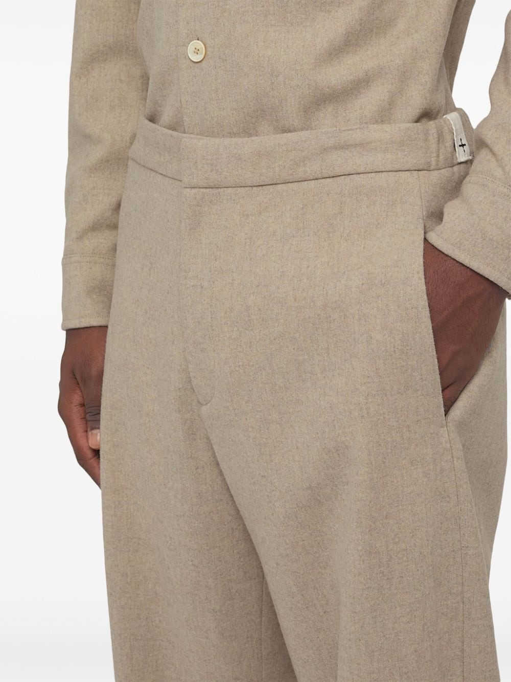 logo-patch wool tapered trousers - 6