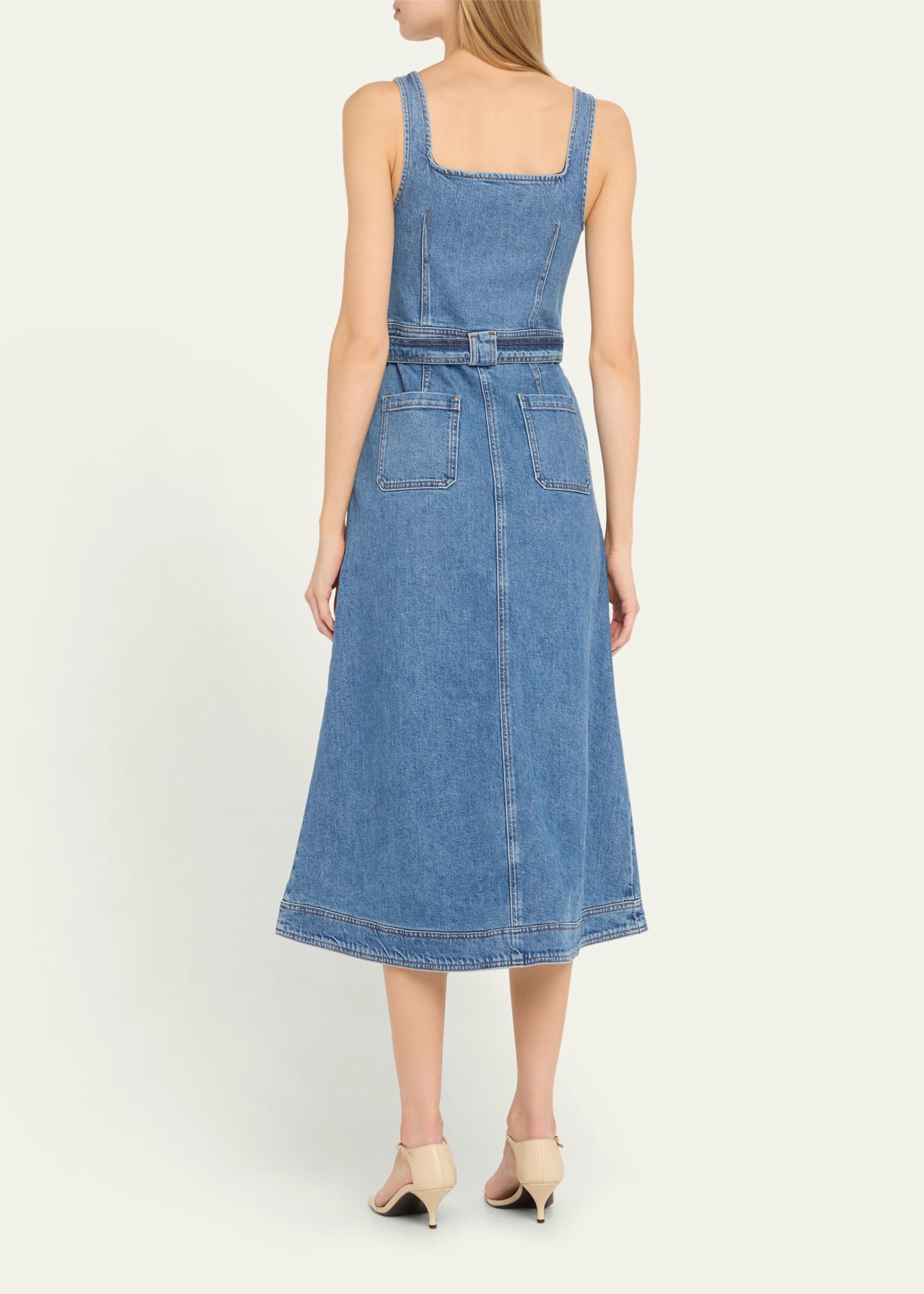 Manson Zip-Front Denim Midi Dress - 3