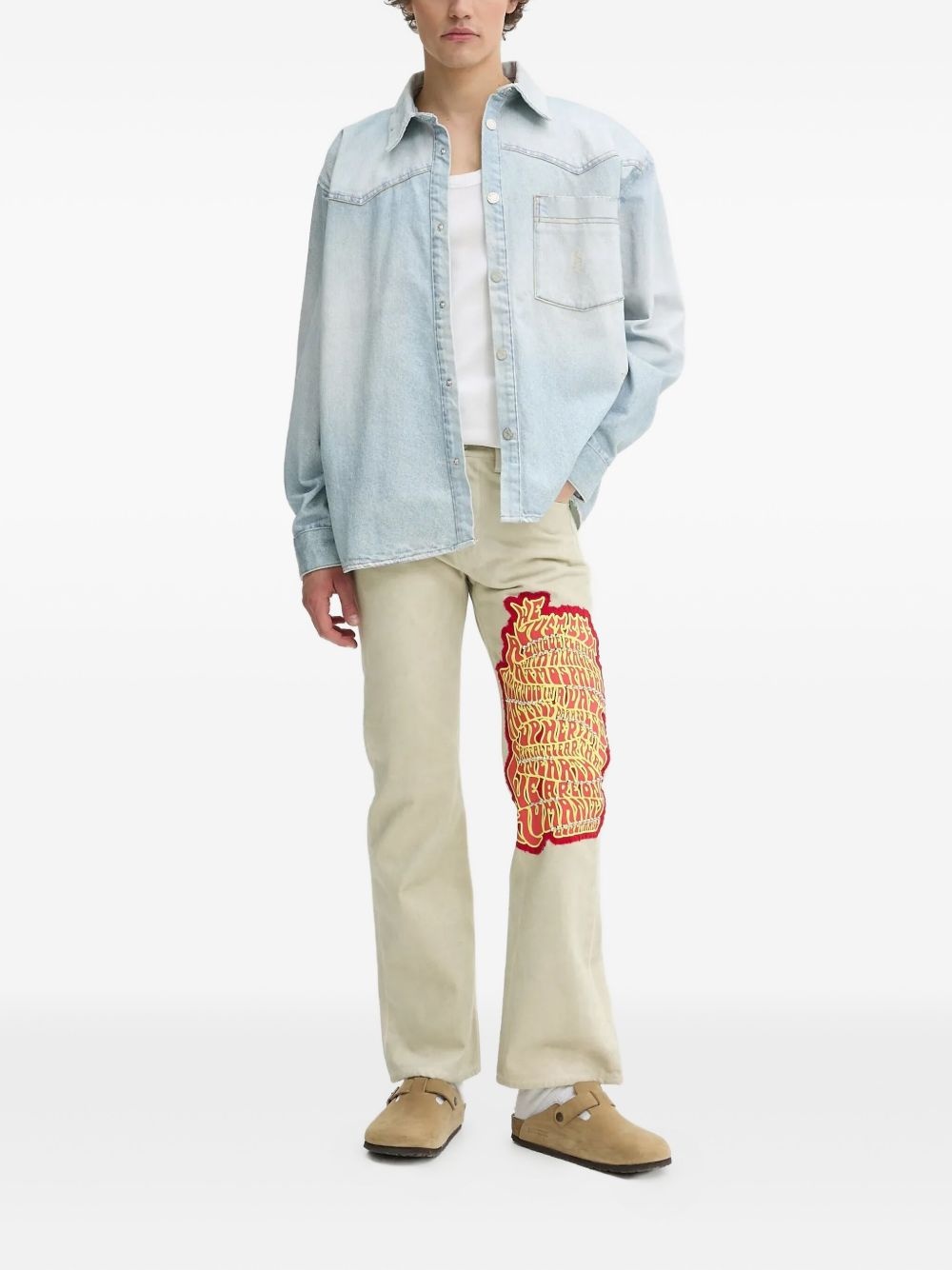 embroidered-studded jeans - 2