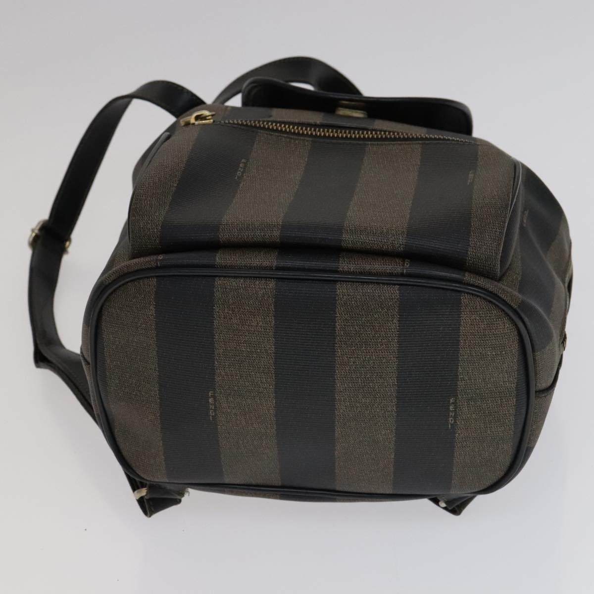 FENDI Pecan Stripe Large Backpack with Gold Hardware Pre-loved Fendi Vintage Backpack in Brown Pequin Striped  main image 3
