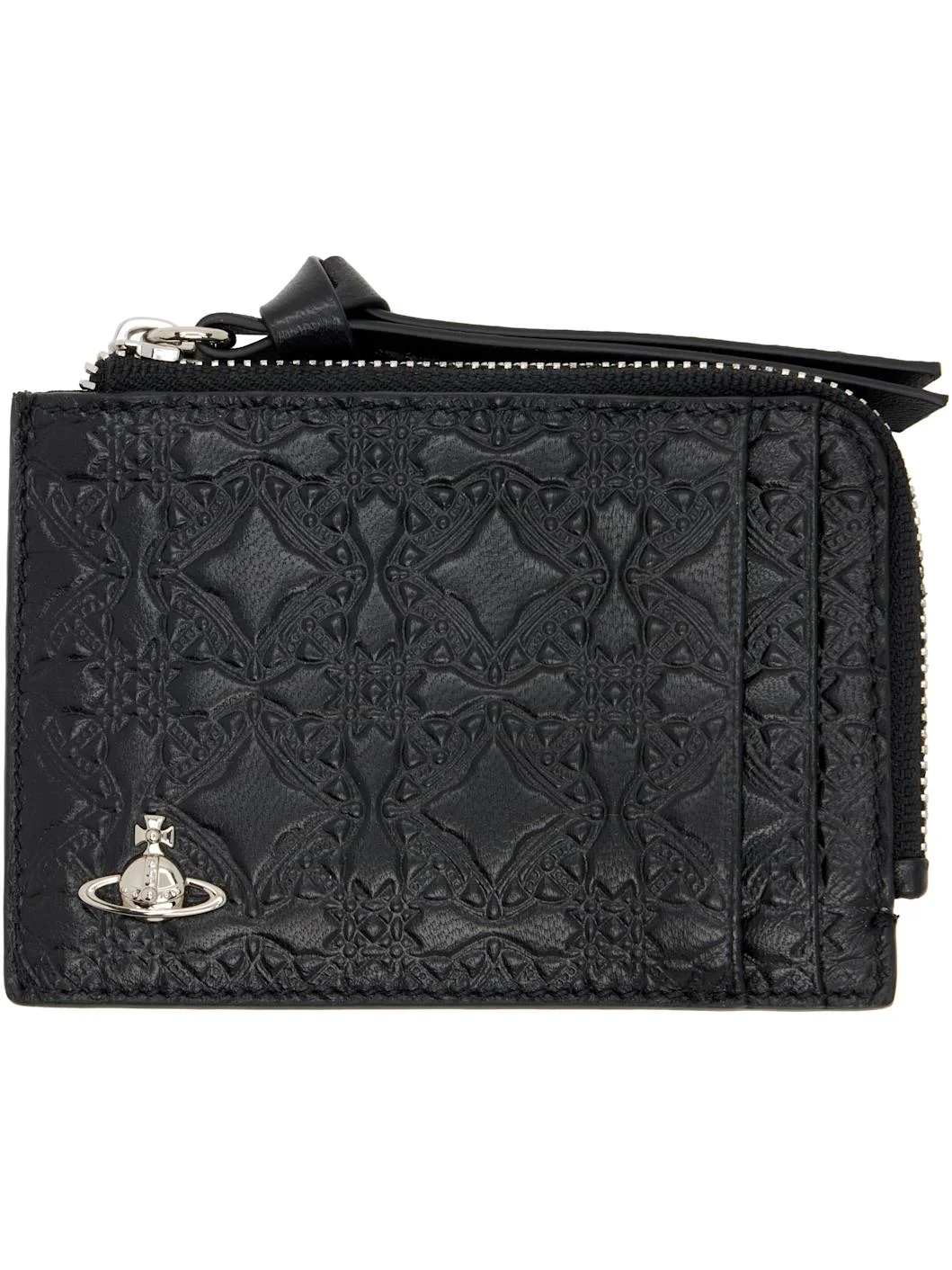 Black Embossed Zip Card Holder - 1