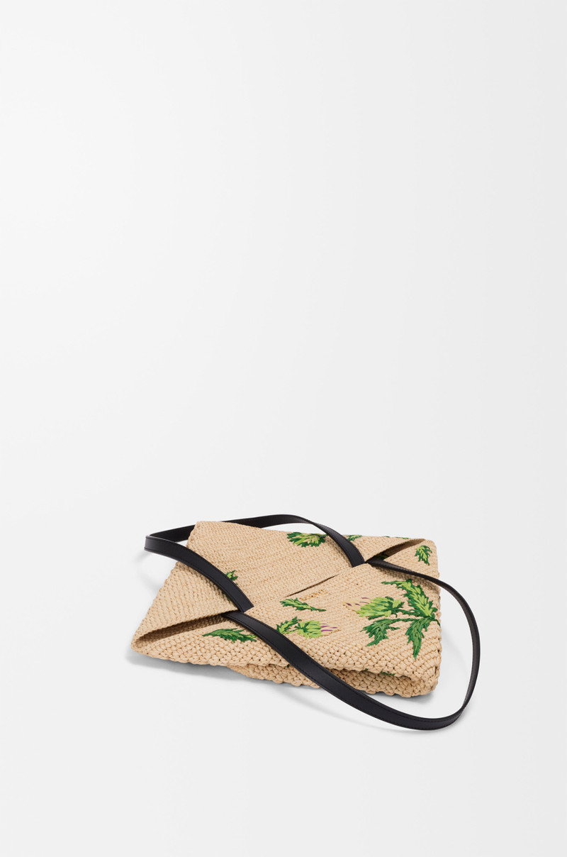 Medium Puzzle Fold tote in raffia and calfskin 6