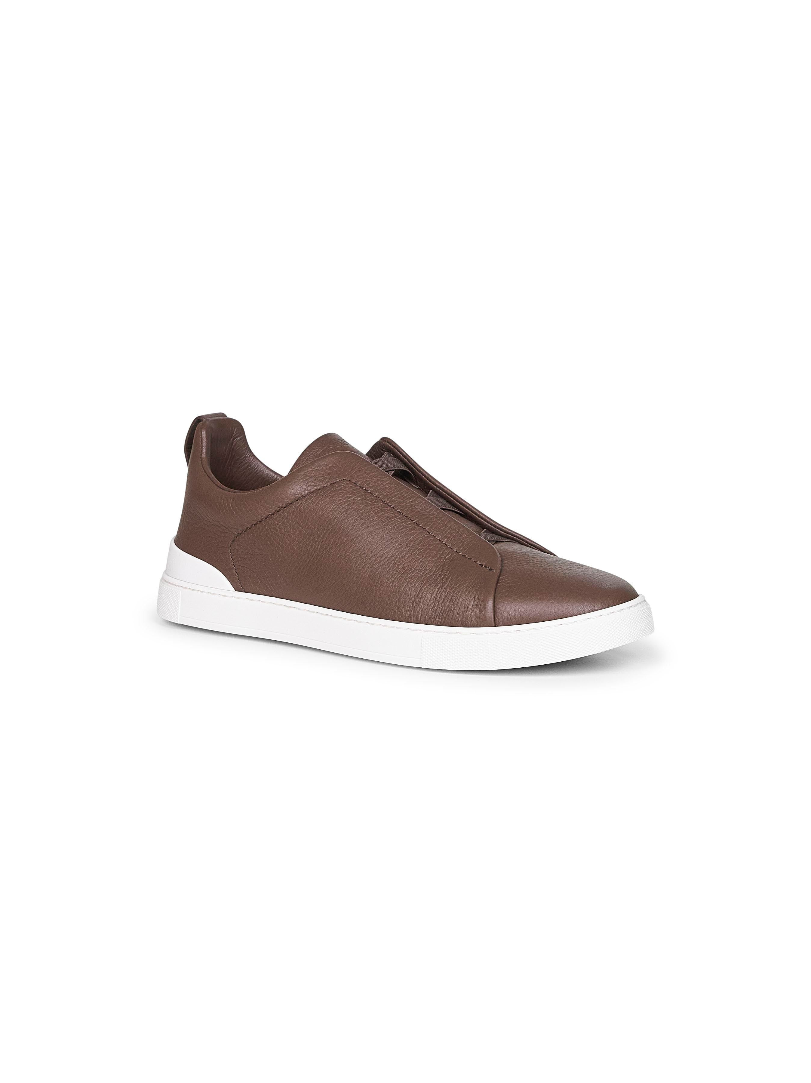 Brown deerskin Triple Stitch sneakers - 2