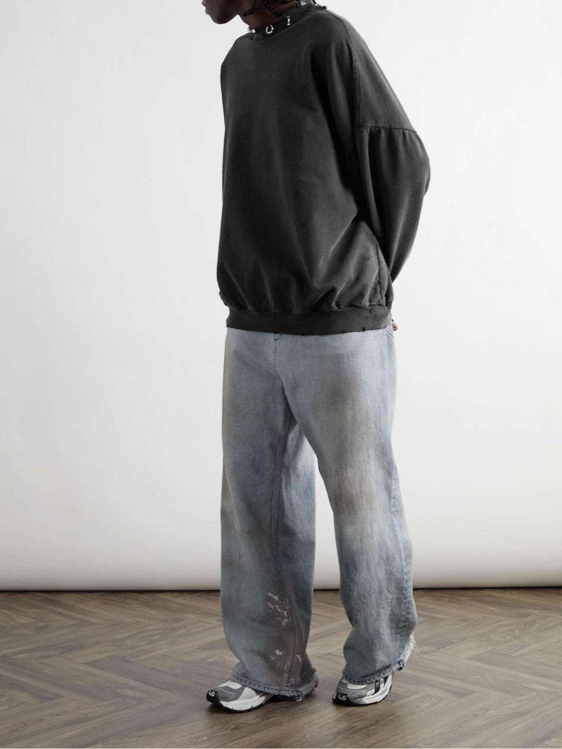 BALENCIAGA Pierced Embellished Distressed Cotton-Jersey Sweatshirt outlook