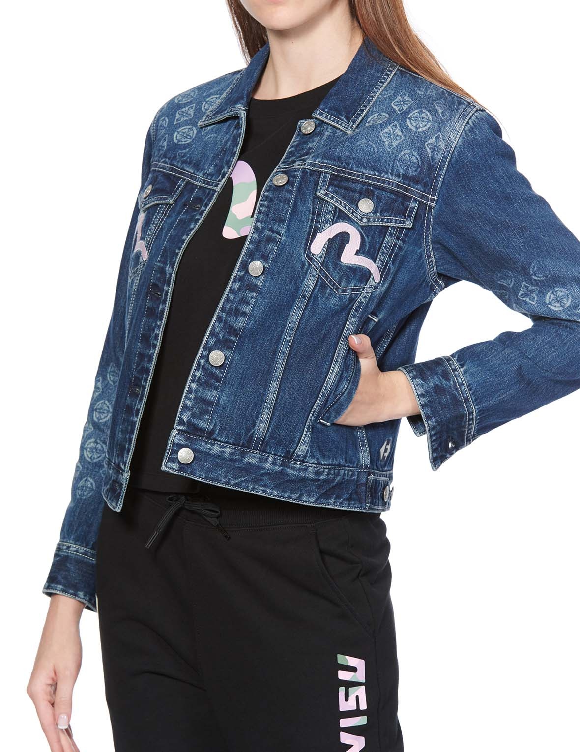 KAMON LASER-PRINTED DENIM TRUCKER JACKET - 3