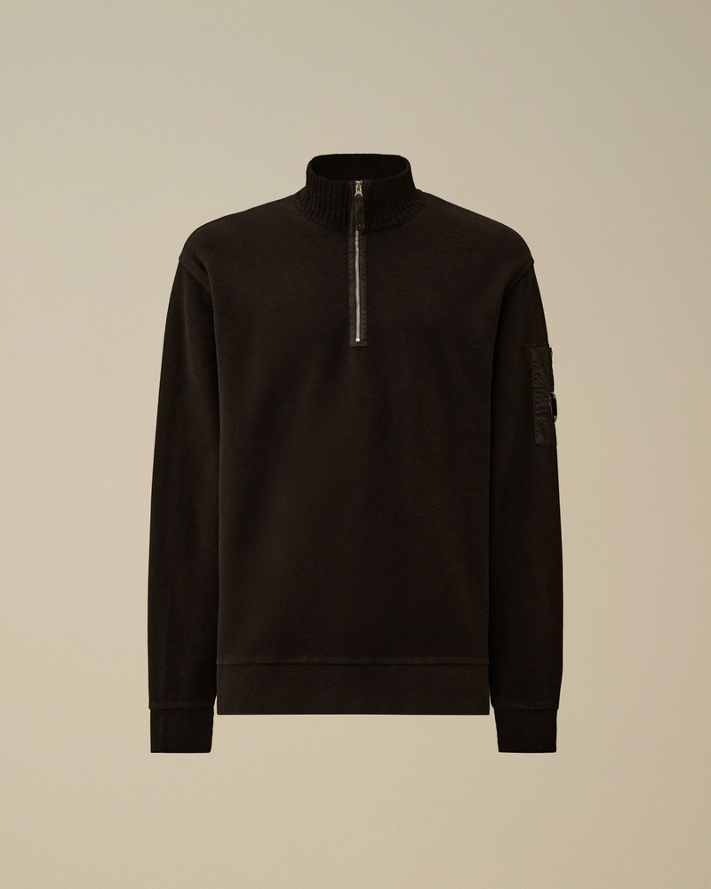 Brushed Emerized Diagonal Fleece Half Zip Lens Sweatshirt 1