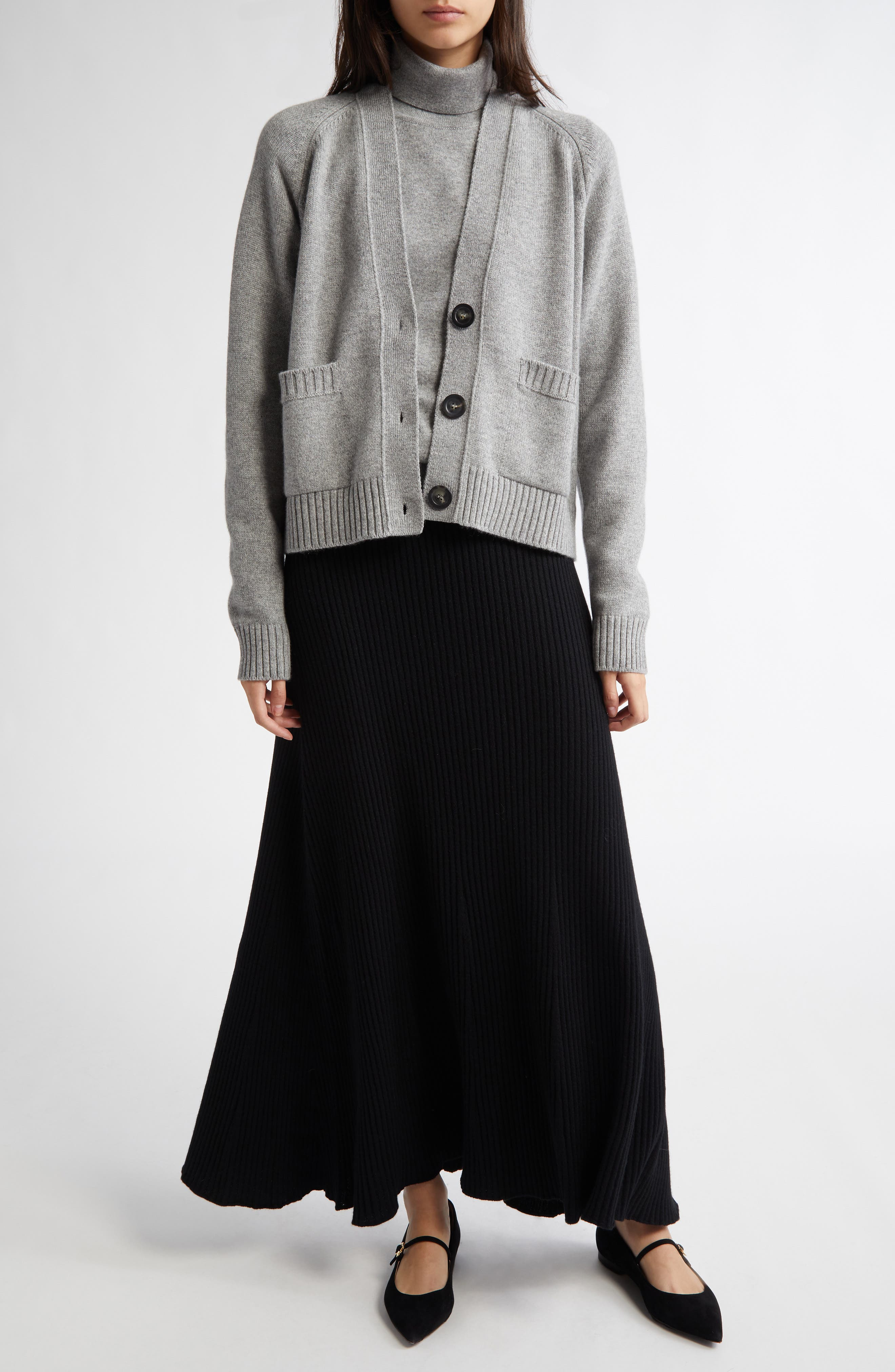 Johnstons of Elgin Cashmere Rib A-Line Sweater Skirt in Black at Nordstrom - 2
