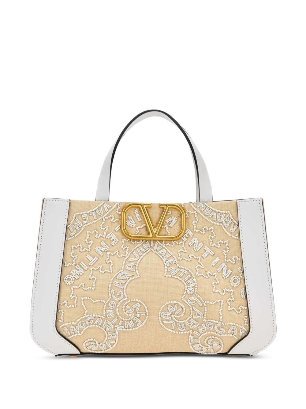small VLogo Signature beaded tote bag - 1