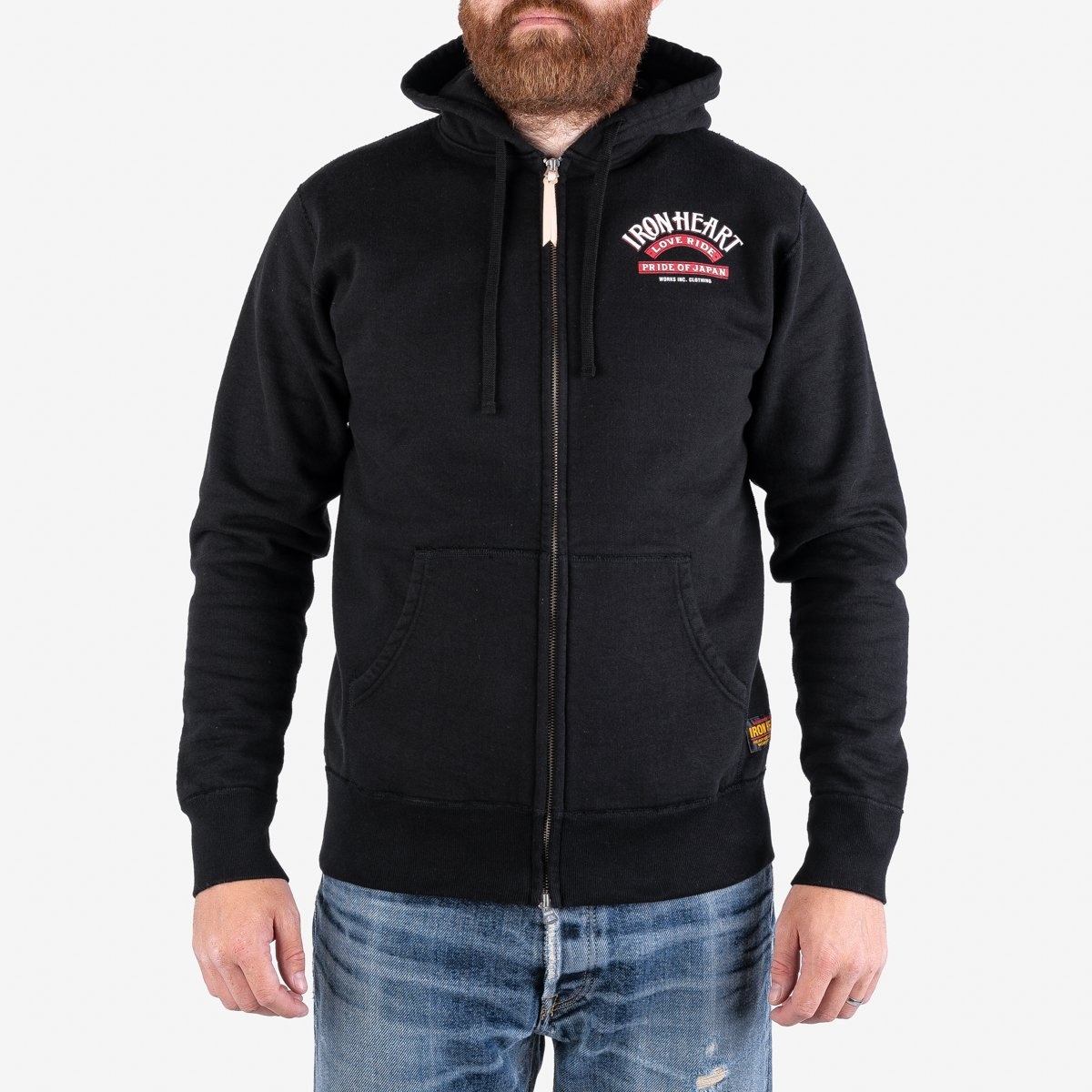 IHSW-66-BLK Printed 14oz Ultra Heavyweight Loopwheel Cotton Zippered Hoodie - Black - 2