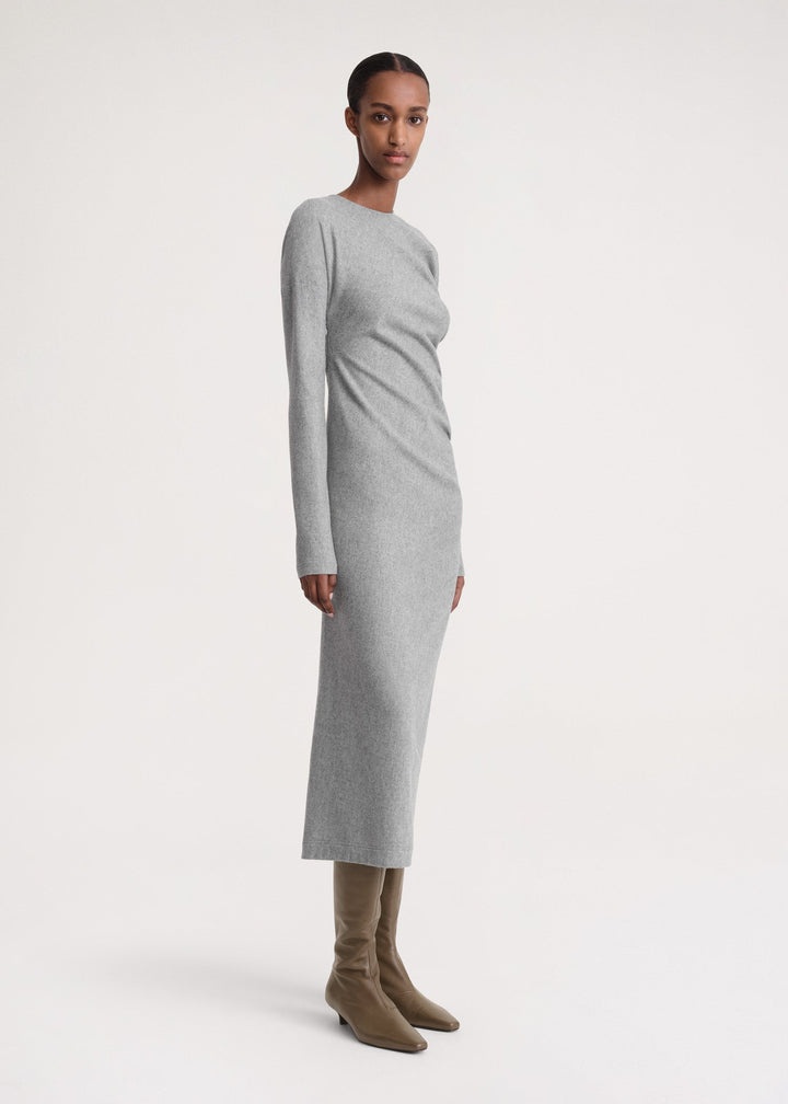 Twisted flannel dress light grey melange - 3