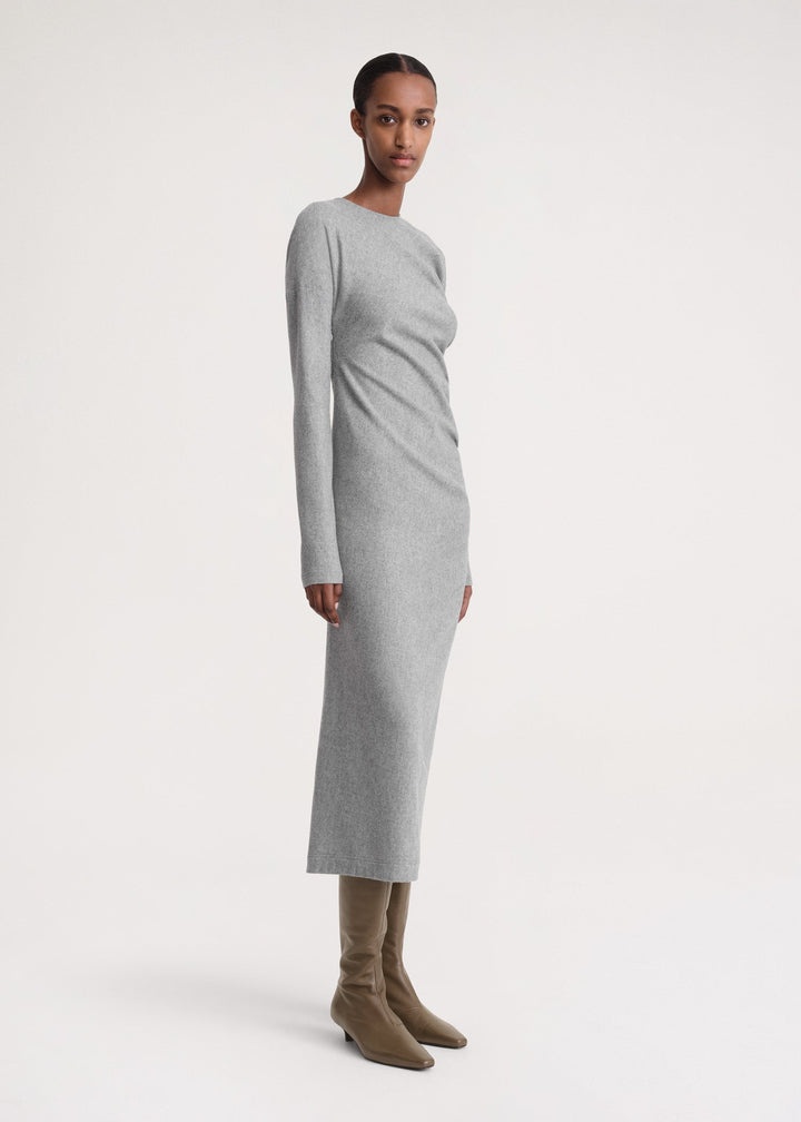 Totême Twisted flannel dress light grey melange