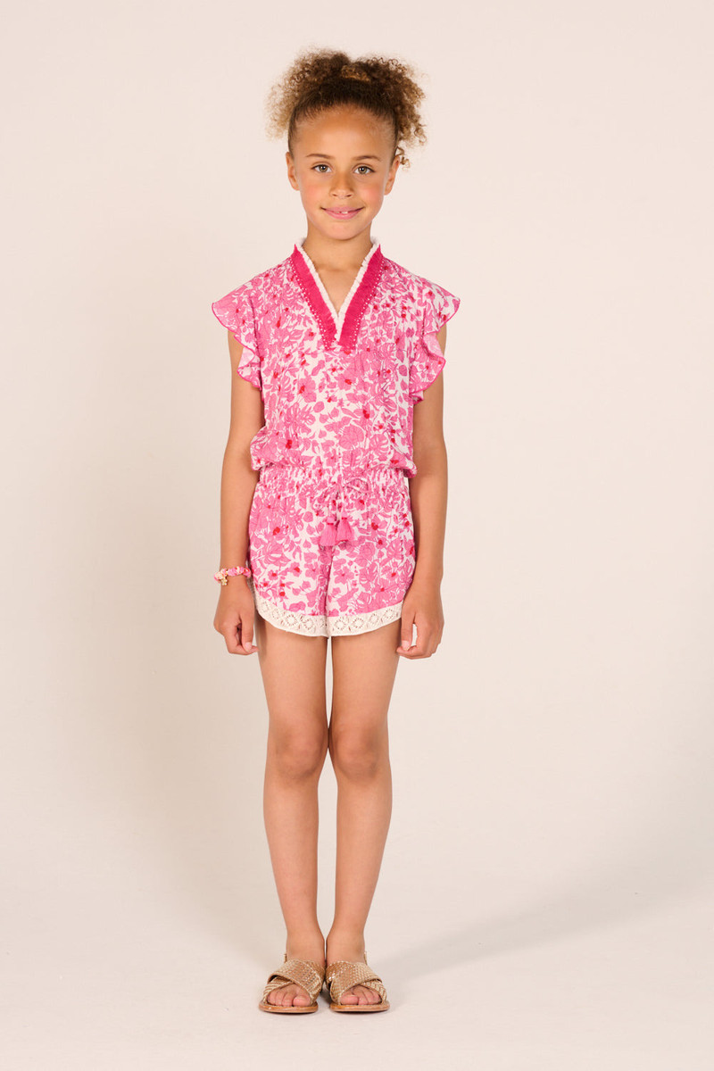 Short Jumpsuit Sasha for girls - Pink Aquaflora 1